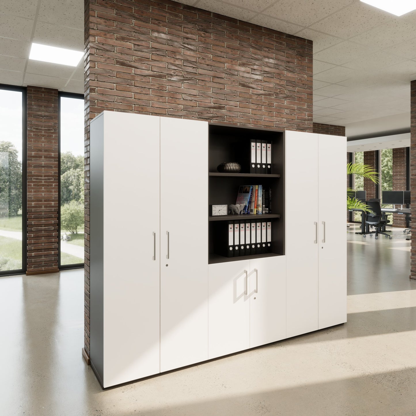 PRO Wall unit | 5 OH, 2400 x 1880 mm, graphite/white