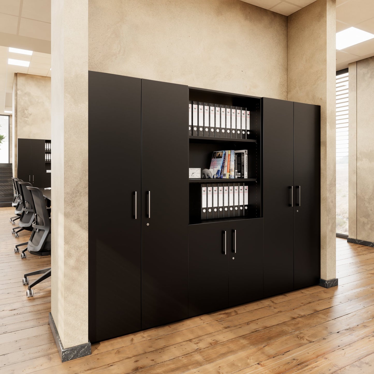 PRO wall unit | 5 OH, 2400 x 1880 mm, black