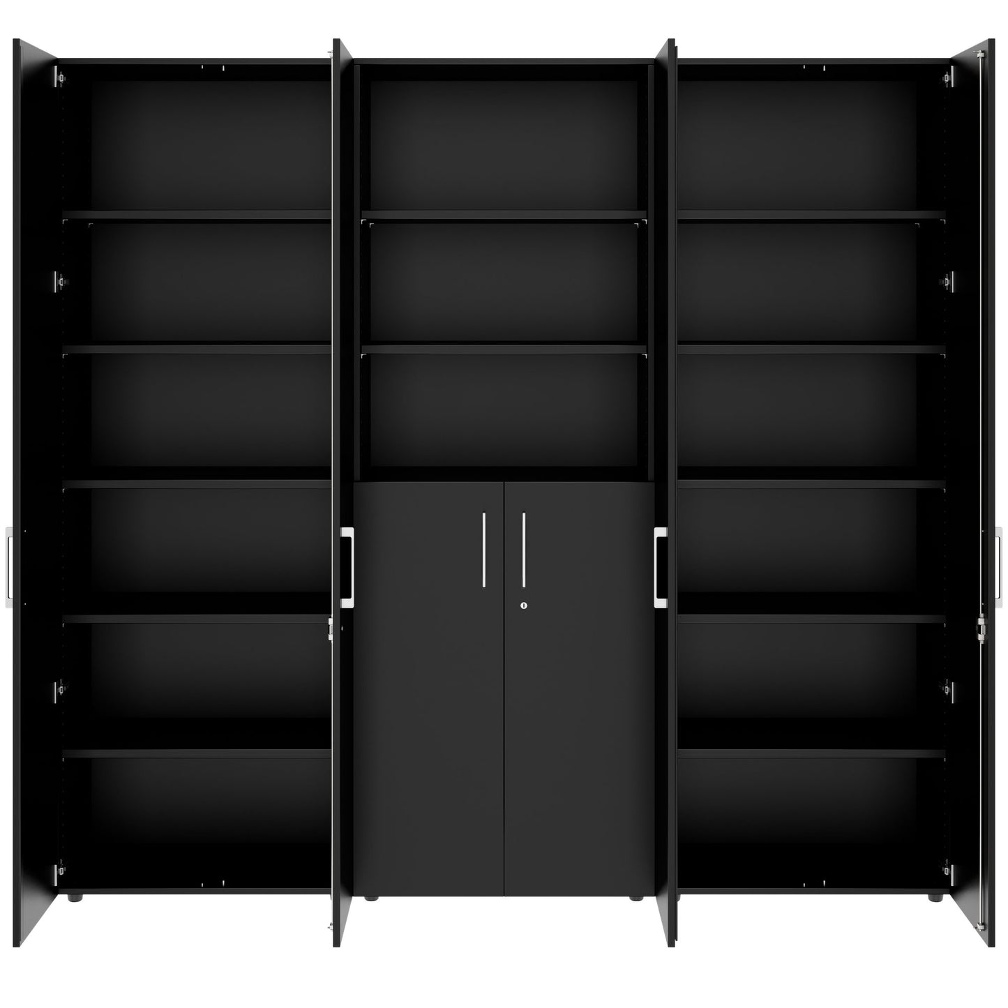 PRO Schrankwand | 6 OH, 2400 x 2250 mm, Schwarz