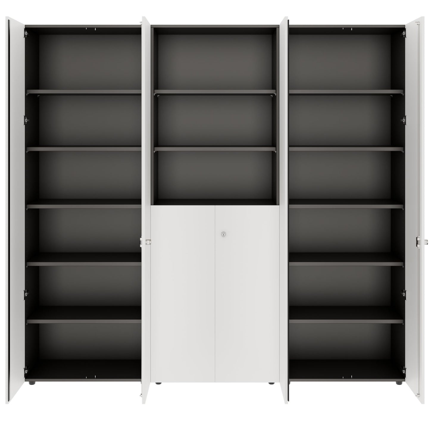 PRO Schrankwand | 6 OH, 2400 x 2250 mm, Graphit / Weiß