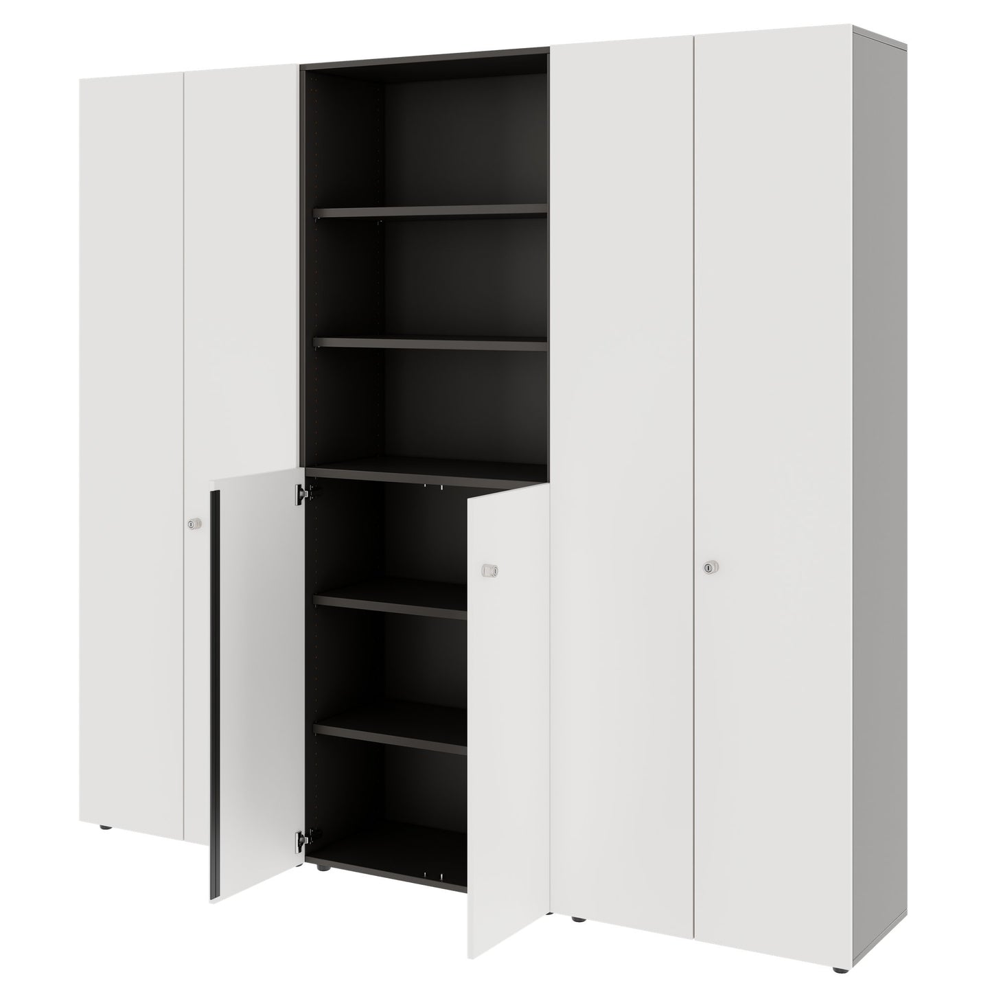 PRO Schrankwand | 6 OH, 2400 x 2250 mm, Graphit / Weiß