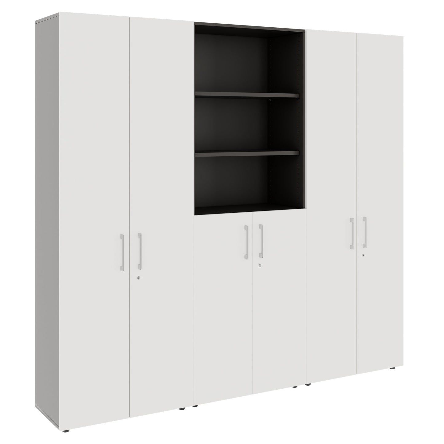 PRO Schrankwand | 6 OH, 2400 x 2250 mm, Graphit / Weiß