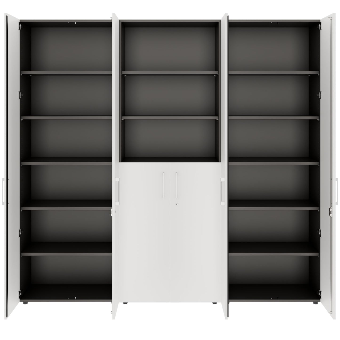 PRO Schrankwand | 6 OH, 2400 x 2250 mm, Graphit / Weiß