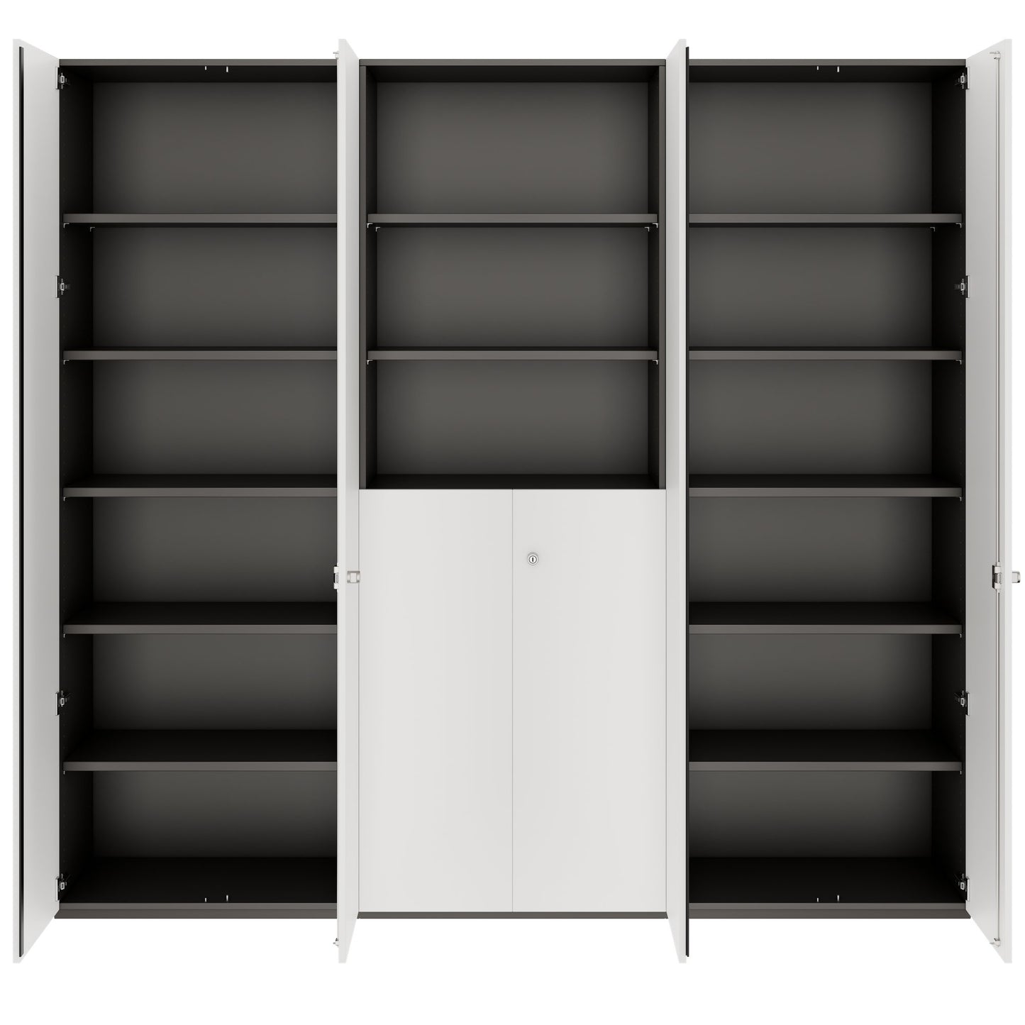 PRO Schrankwand | 6 OH, 2400 x 2250 mm, Graphit / Weiß