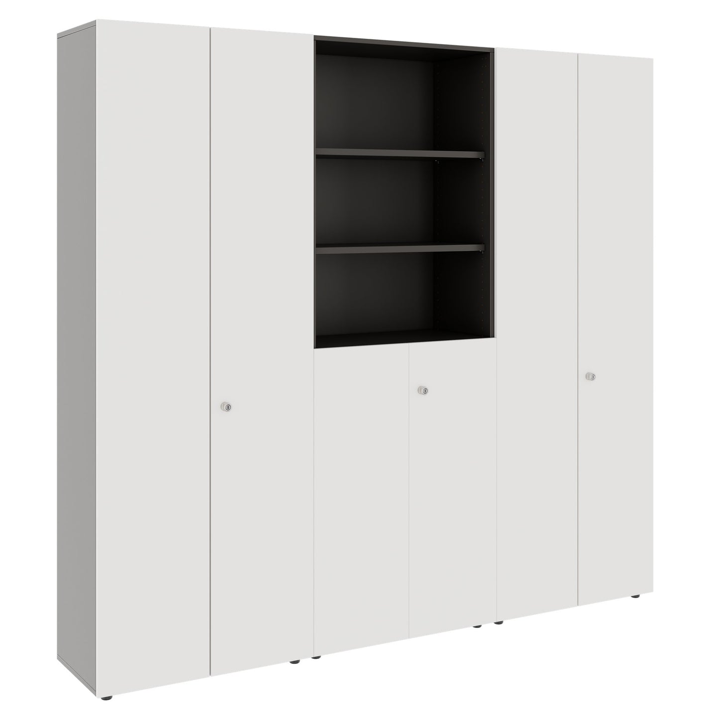 PRO Schrankwand | 6 OH, 2400 x 2250 mm, Graphit / Weiß