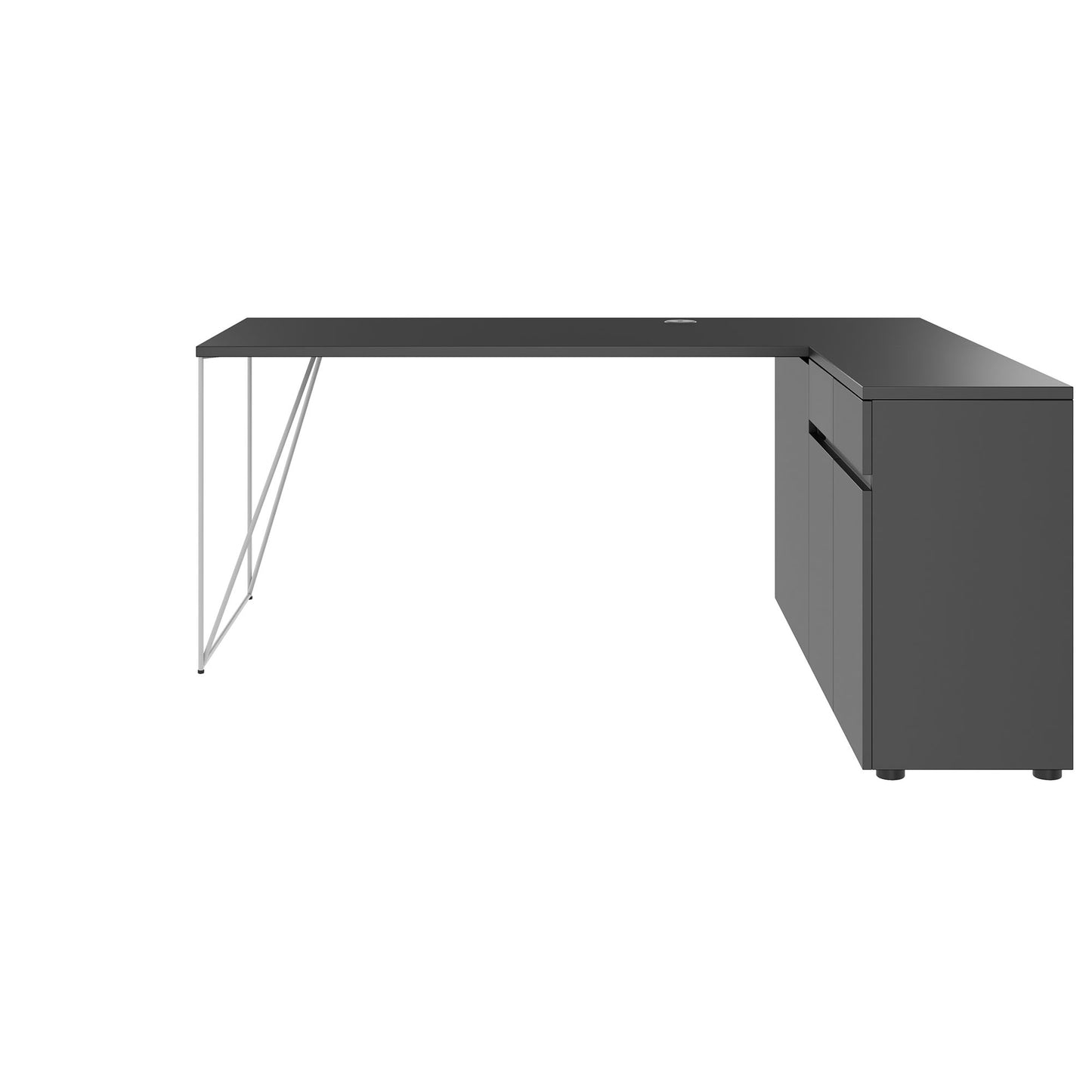 AIR desk | 1600 - 2000 mm, electrified, integrated sideboard, anthracite
