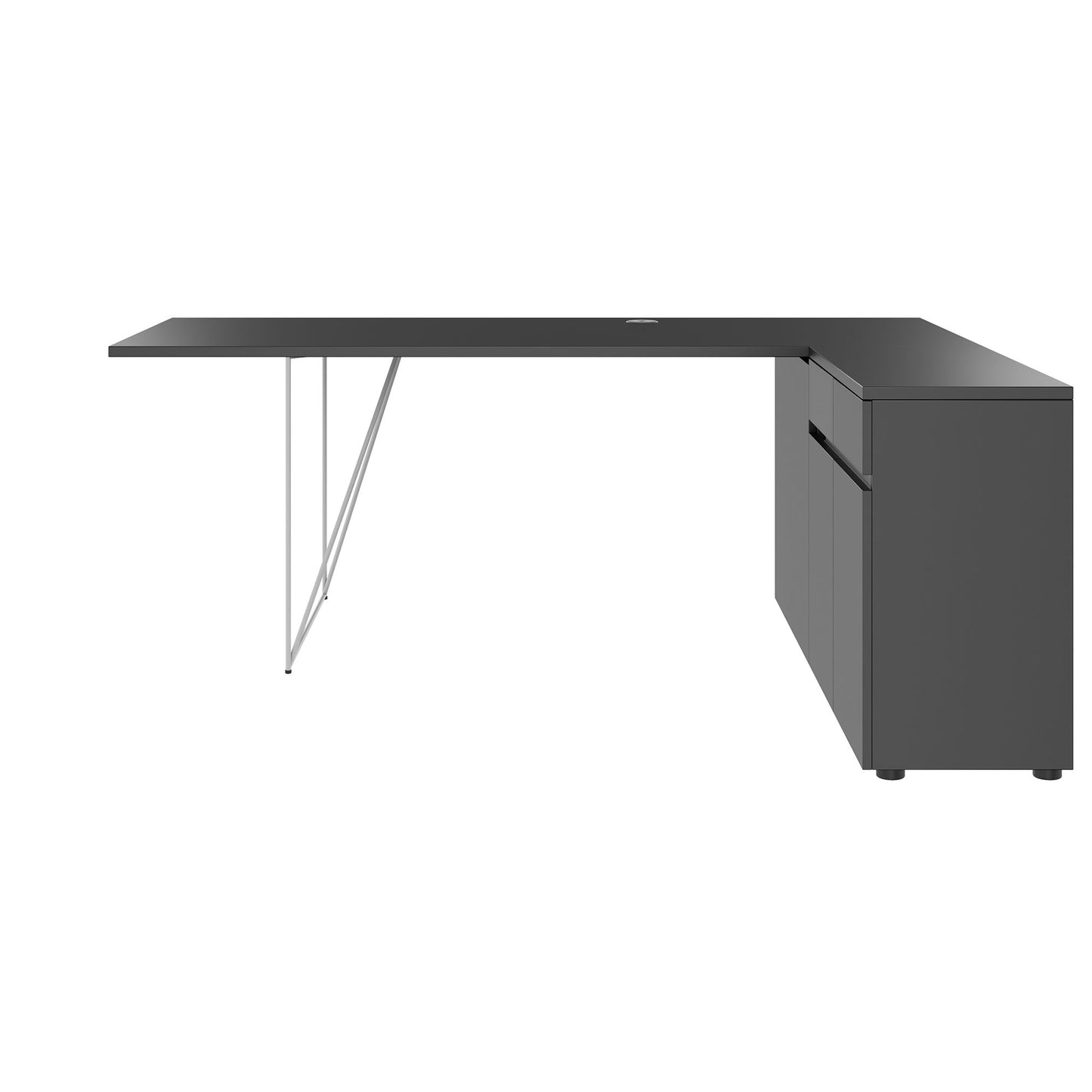 AIR desk | 1600 - 2000 mm, electrified, integrated sideboard, anthracite