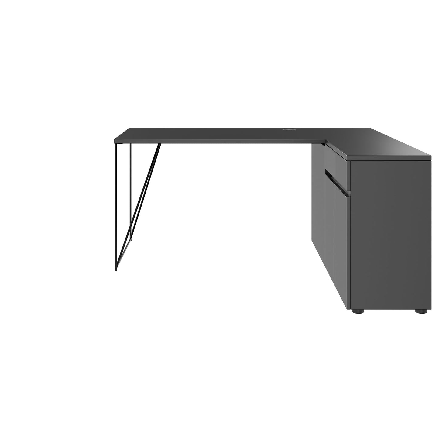 AIR desk | 1600 - 2000 mm, electrified, integrated sideboard, anthracite