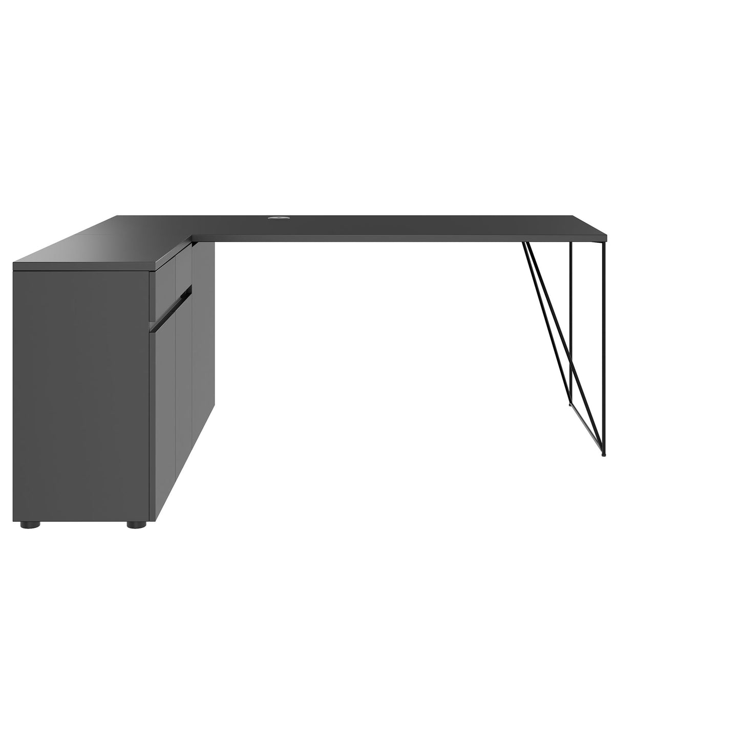 AIR desk | 1600 - 2000 mm, electrified, integrated sideboard, anthracite
