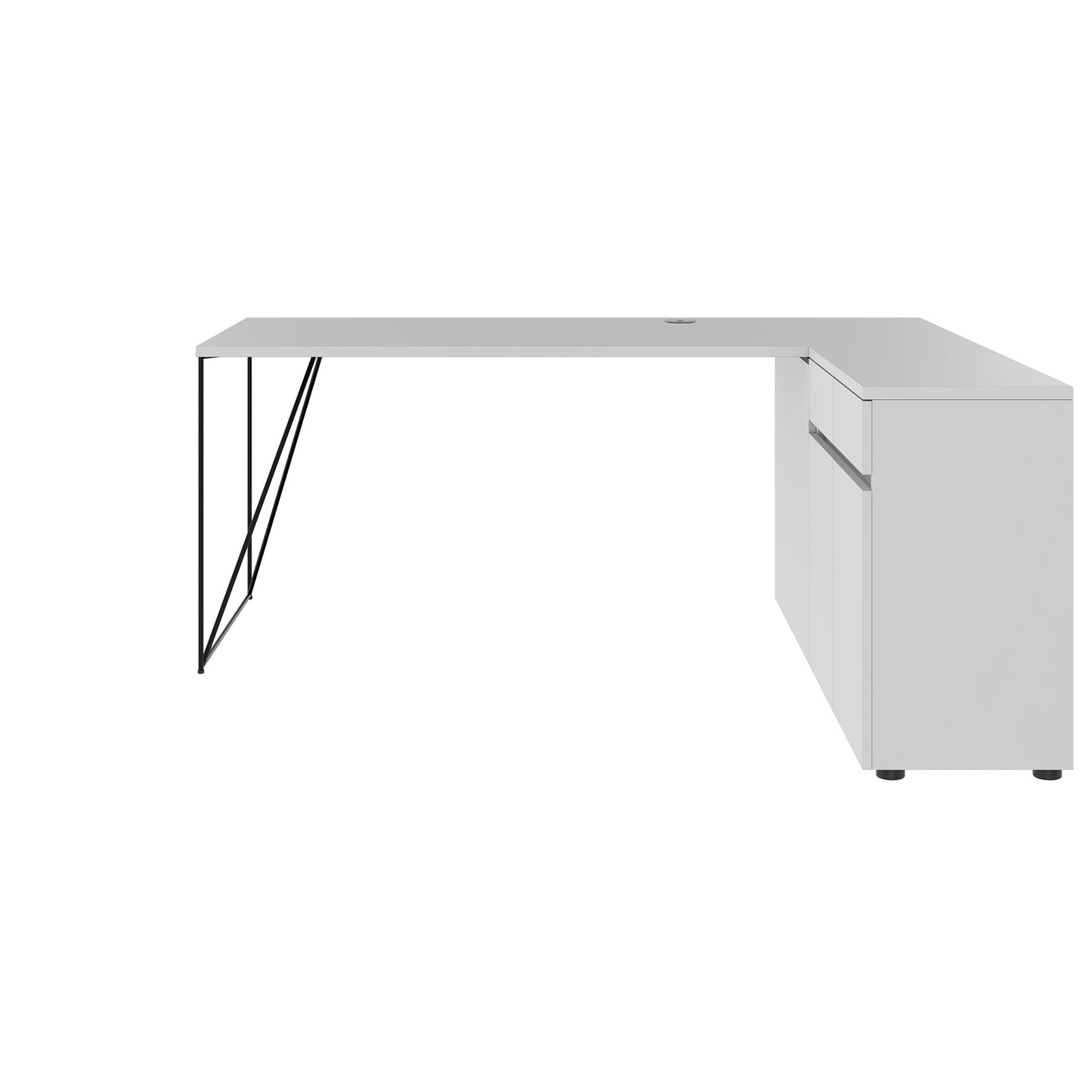 AIR desk | 1600 - 2000 mm, electrified, integrated sideboard, pearl gray