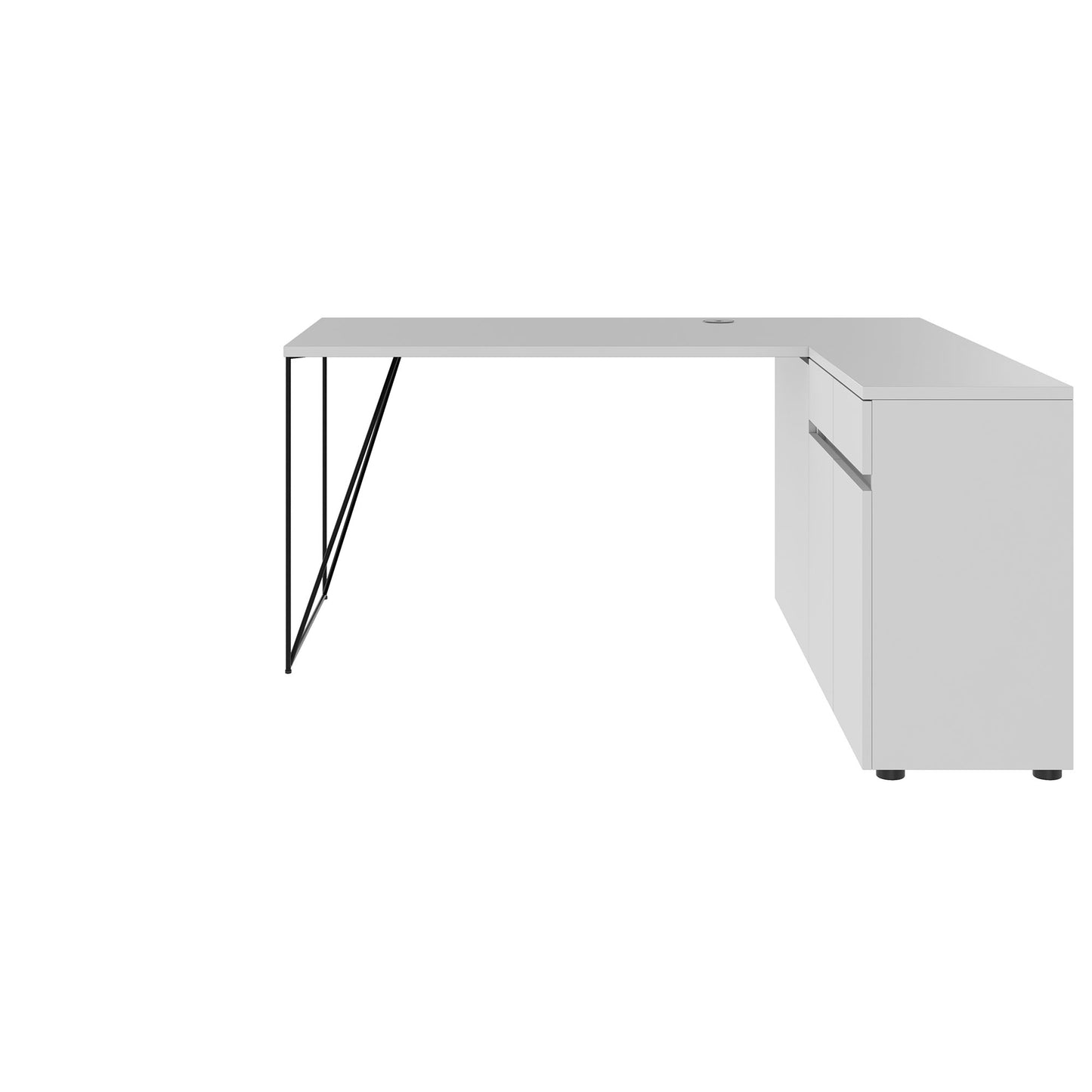 AIR desk | 1600 - 2000 mm, electrified, integrated sideboard, pearl gray