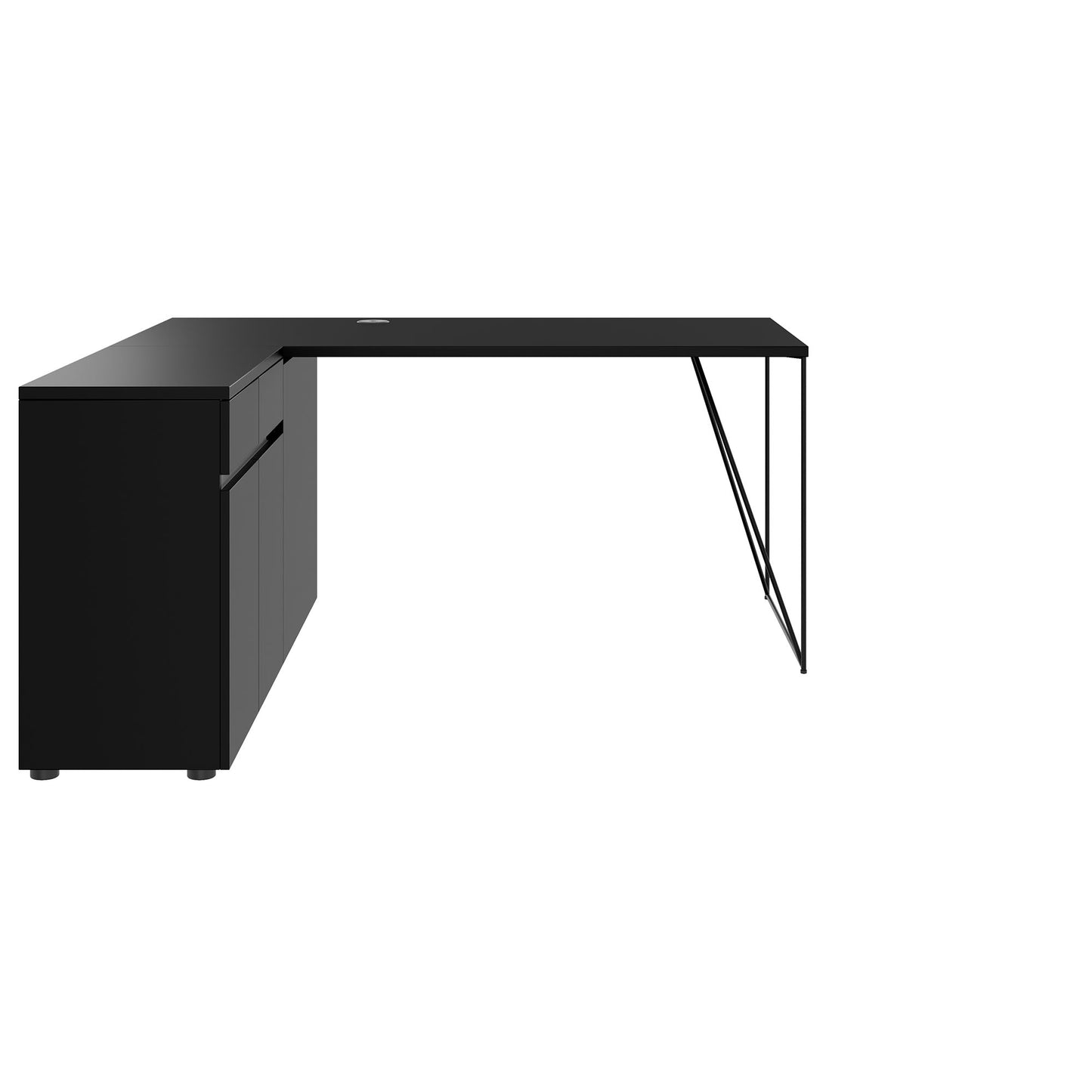 AIR desk | 1600 - 2000 mm, electrified, integrated sideboard, black