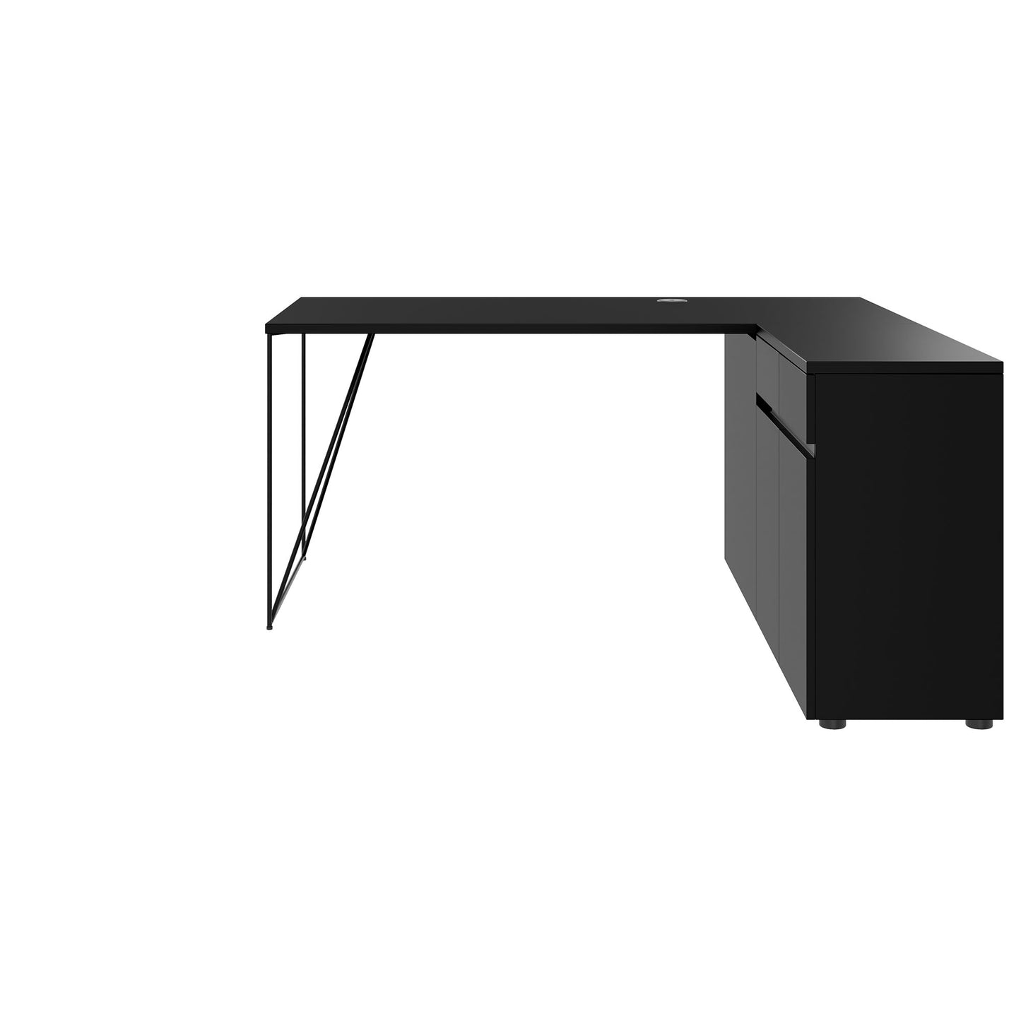 AIR desk | 1600 - 2000 mm, electrified, integrated sideboard, black