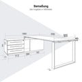 ART Chef-Schreibtisch | 2240 x 1800 mm, Integriertes Lowboard, Wildeiche-Dunkelgrau - 15 Thumbnail Image
