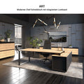 ART Chef-Schreibtisch | 2240 x 1800 mm, Integriertes Lowboard, Wildeiche-Dunkelgrau - 4 Thumbnail Image