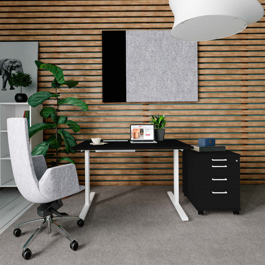 T-EASY Schreibtisch | 1200 - 1800 mm, elektrifiziert, Schwarz