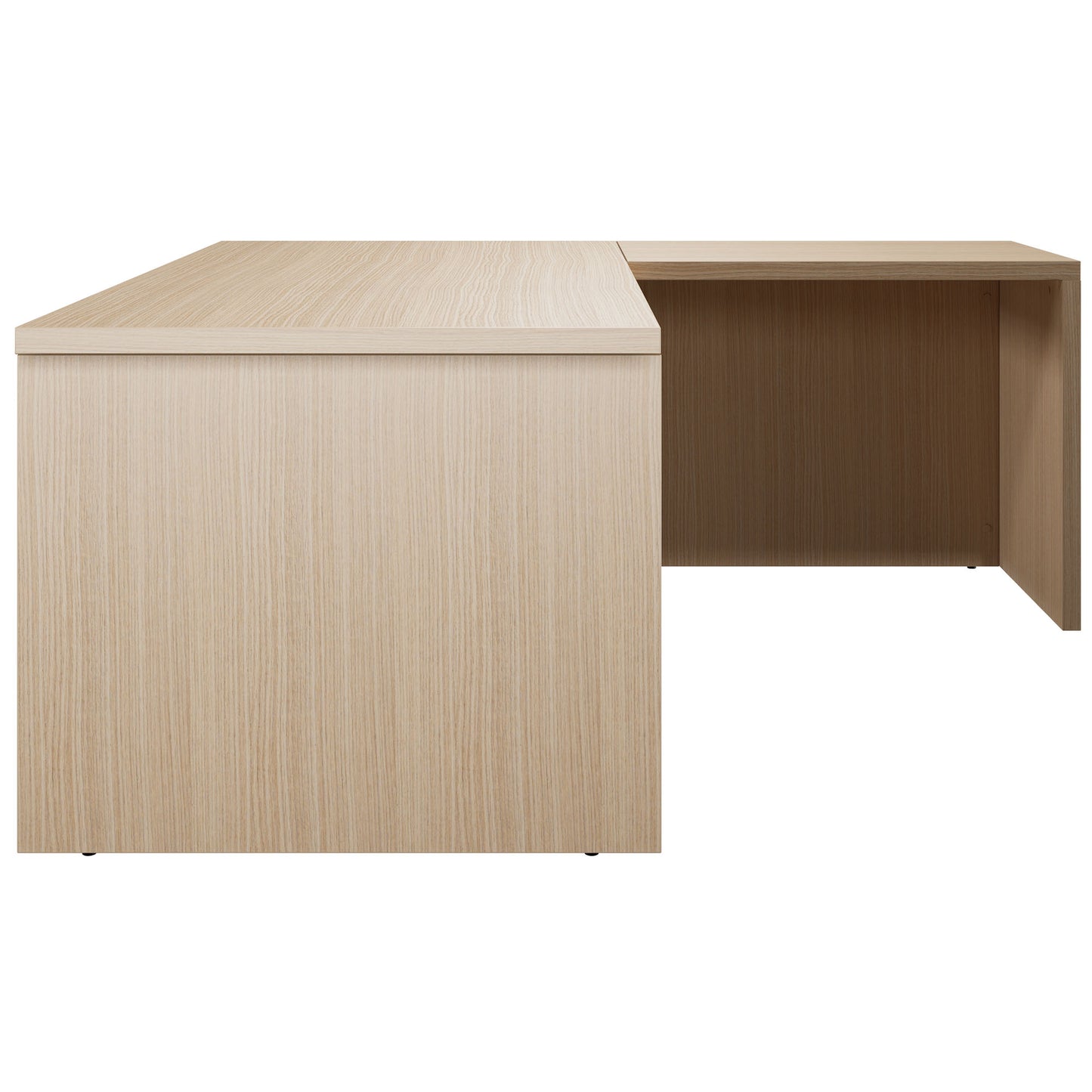 BRALCO SILE desk with extension table | 1800 - 2000 mm, angle desk, cable duct, side frame, oak
