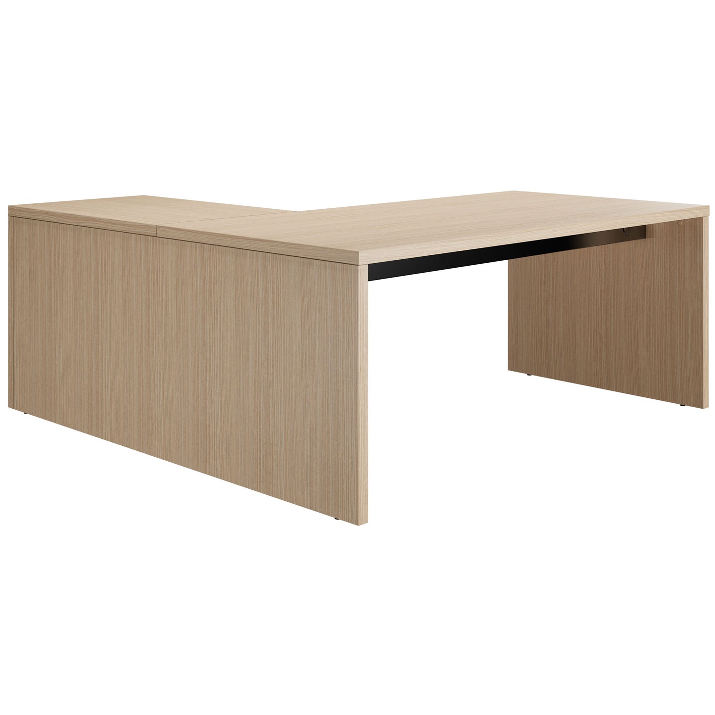 BRALCO SILE desk with extension table | 1800 - 2000 mm, angle desk, cable duct, side frame, oak