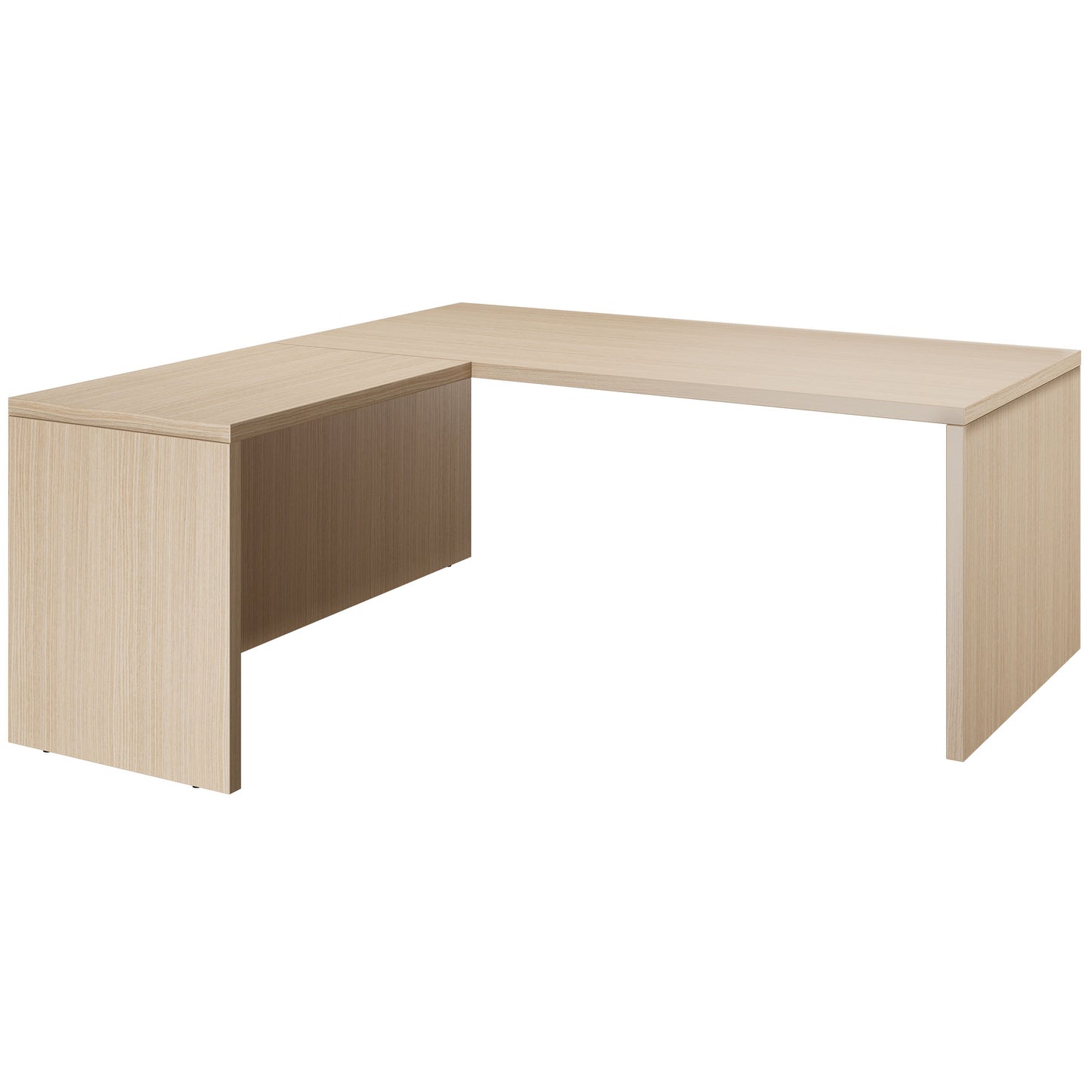 BRALCO SILE desk with extension table | 1800 - 2000 mm, angle desk, cable duct, side frame, oak