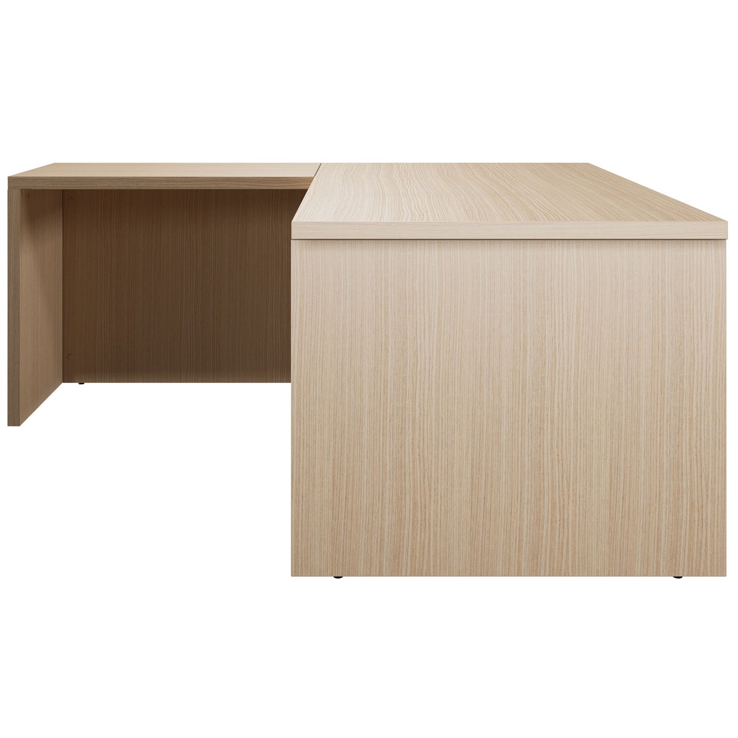 BRALCO SILE desk with extension table | 1800 - 2000 mm, angle desk, cable duct, side frame, oak