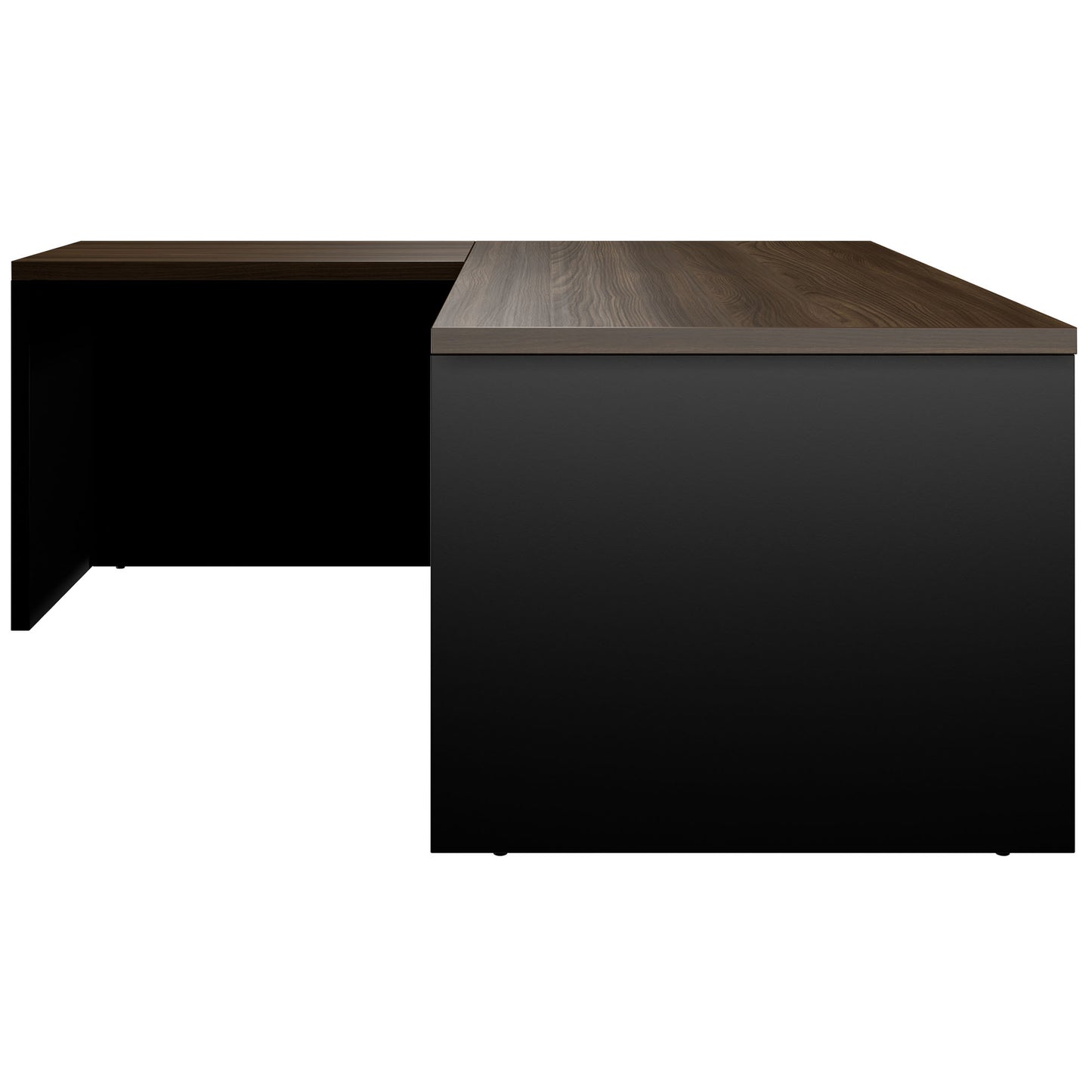 BRALCO SILE desk with extension table | 1800 - 2000 mm, angle desk, cable duct, side frame, walnut