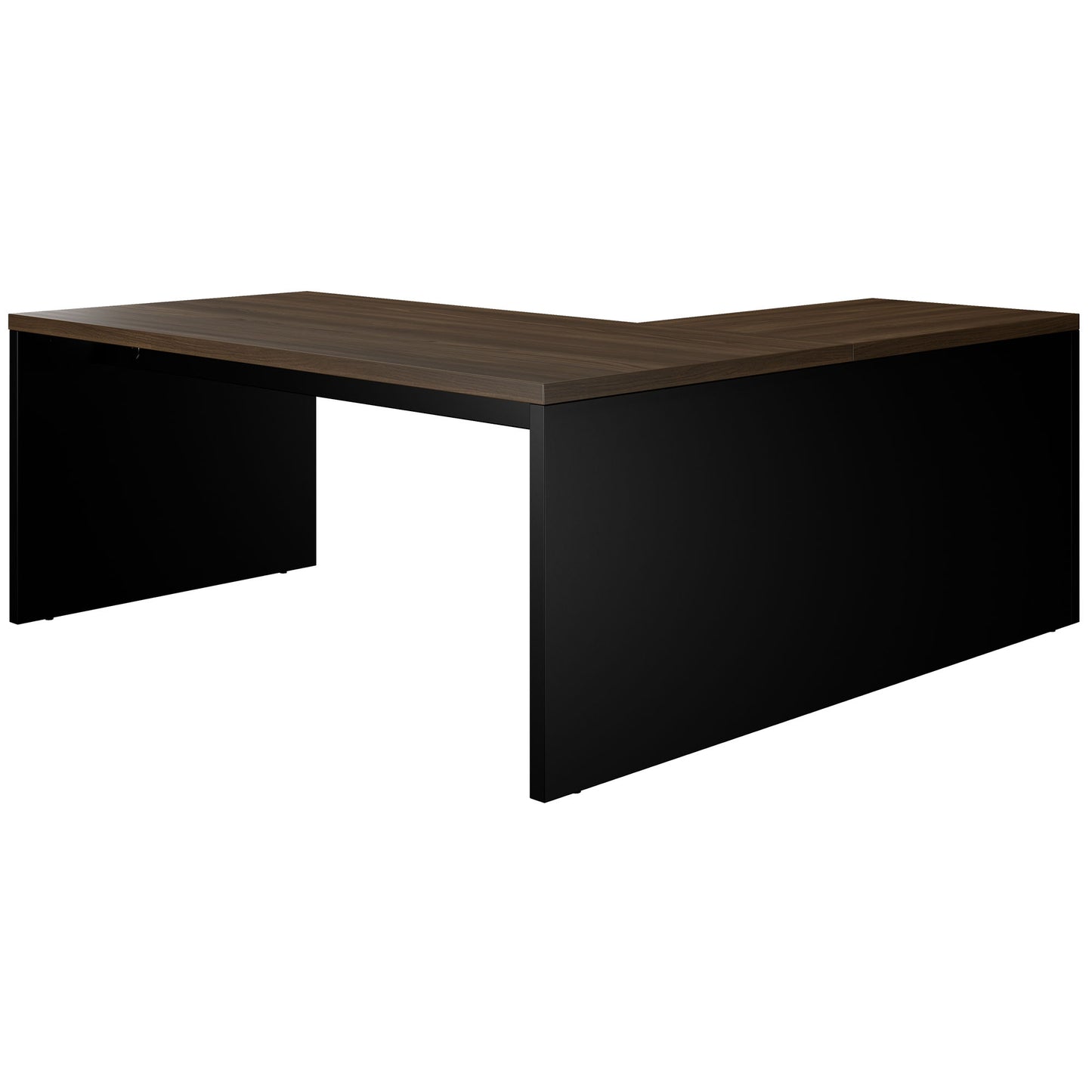 BRALCO SILE desk with extension table | 1800 - 2000 mm, angle desk, cable duct, side frame, walnut