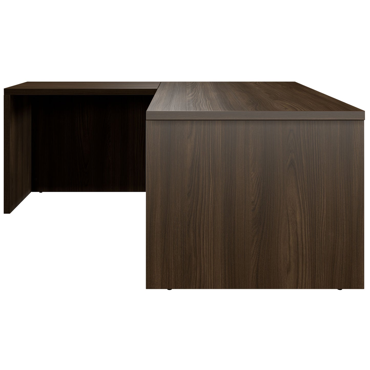 BRALCO SILE desk with extension table | 1800 - 2000 mm, angle desk, cable duct, side frame, walnut