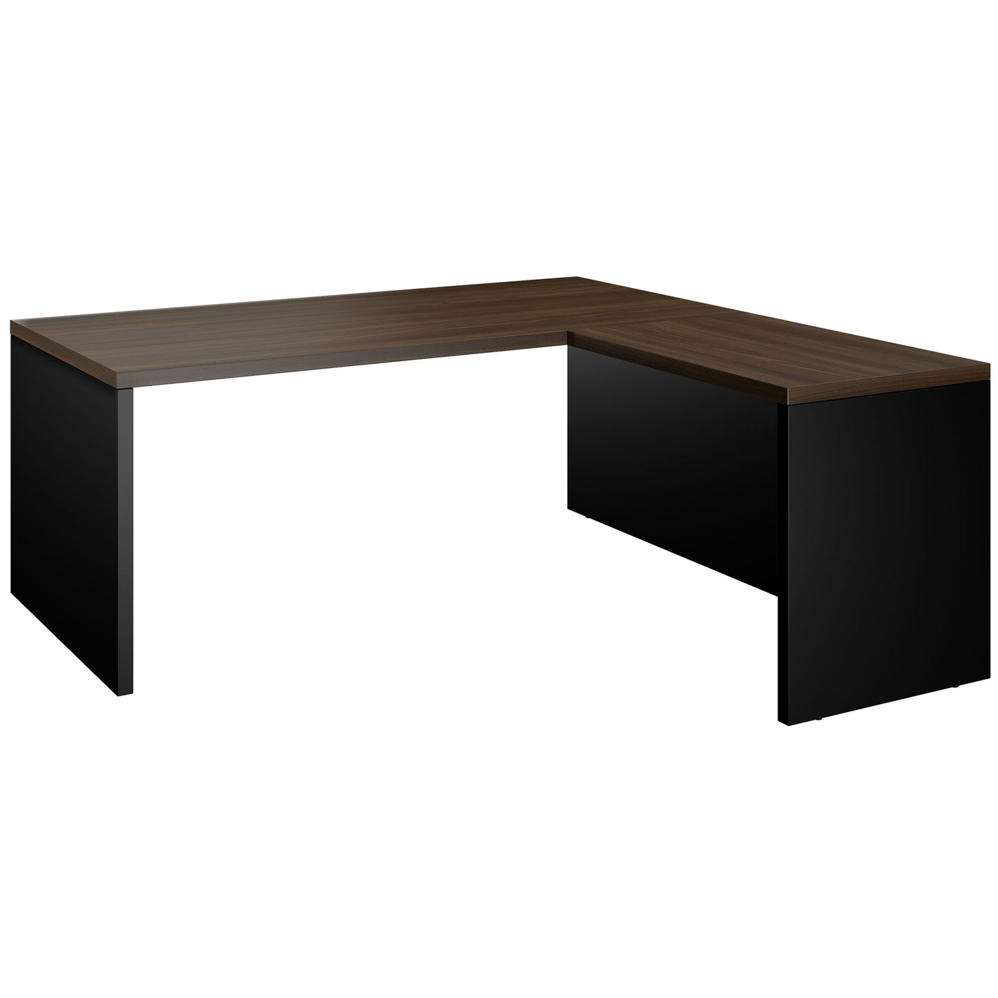 BRALCO SILE desk with extension table | 1800 - 2000 mm, angle desk, cable duct, side frame, walnut