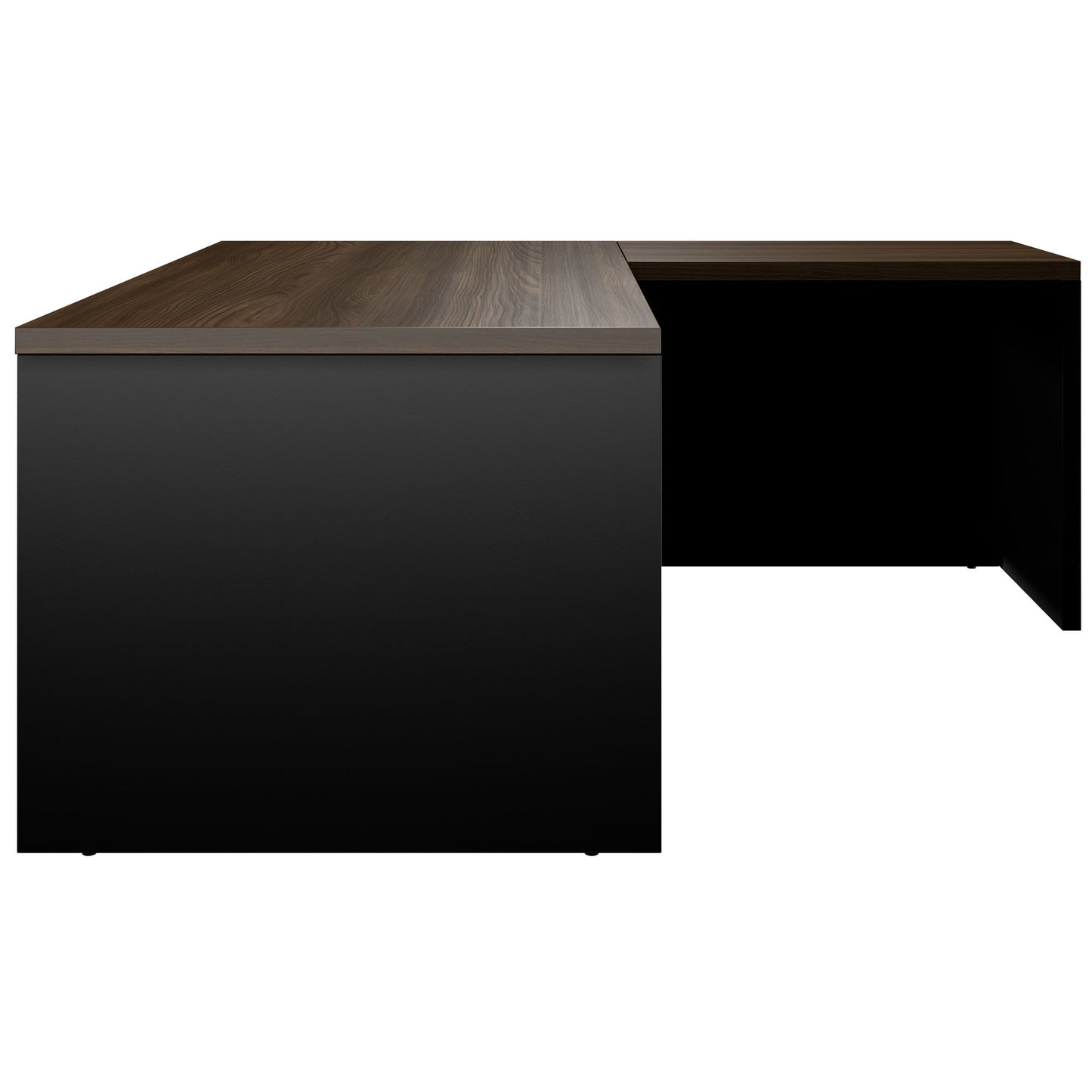 BRALCO SILE desk with extension table | 1800 - 2000 mm, angle desk, cable duct, side frame, walnut