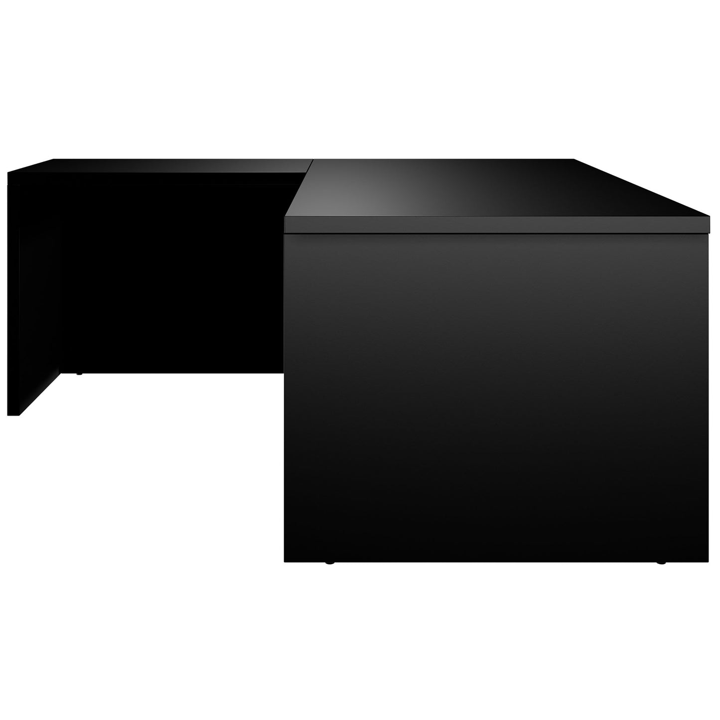 BRALCO SILE desk with extension table | 1800 - 2000 mm, angle desk, cable duct, side frame, black