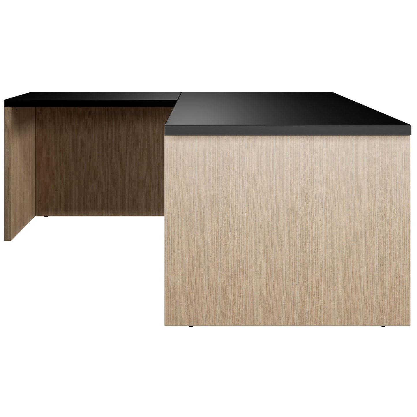 BRALCO SILE desk with extension table | 1800 - 2000 mm, angle desk, cable duct, side frame, black