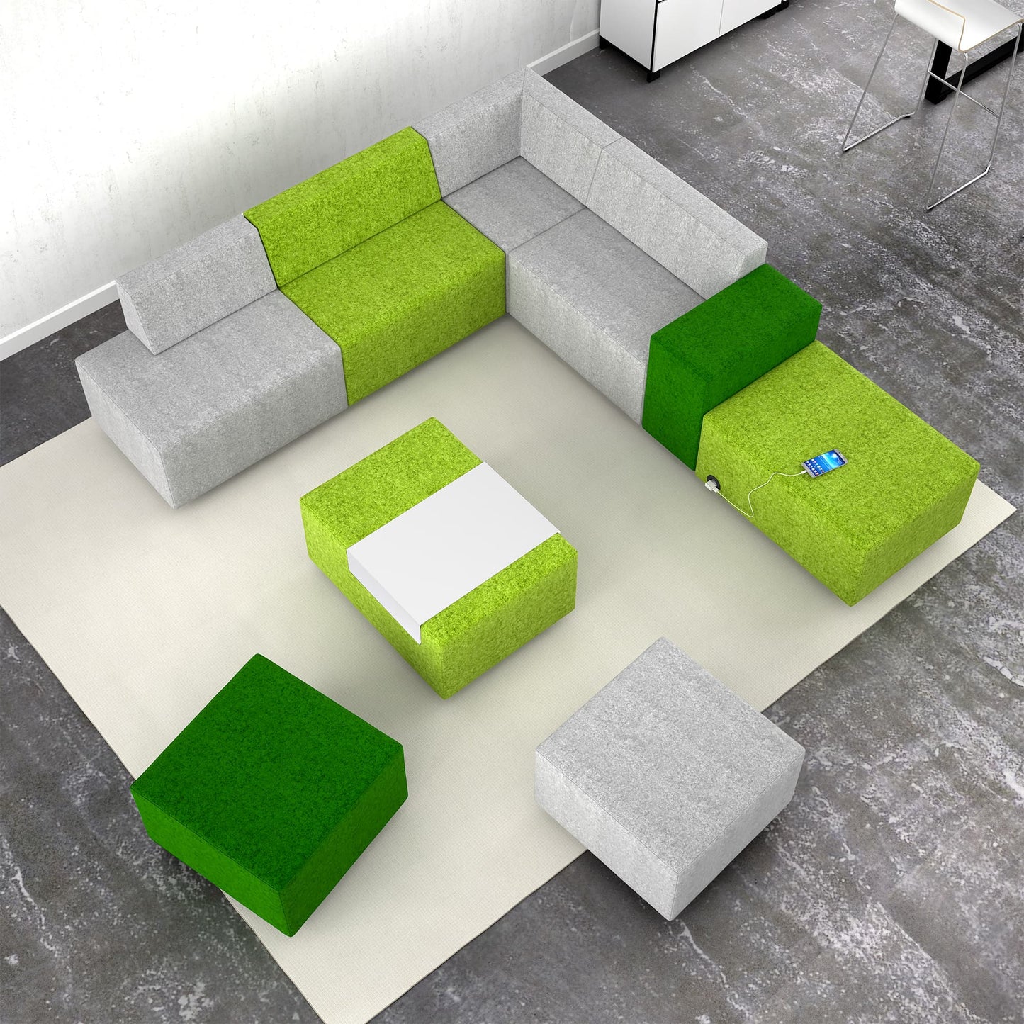JAZZ Gruppo di posti | 2200 x 2500 mm, rivestimento in lana - verdi / grigio chiaro chiazzato