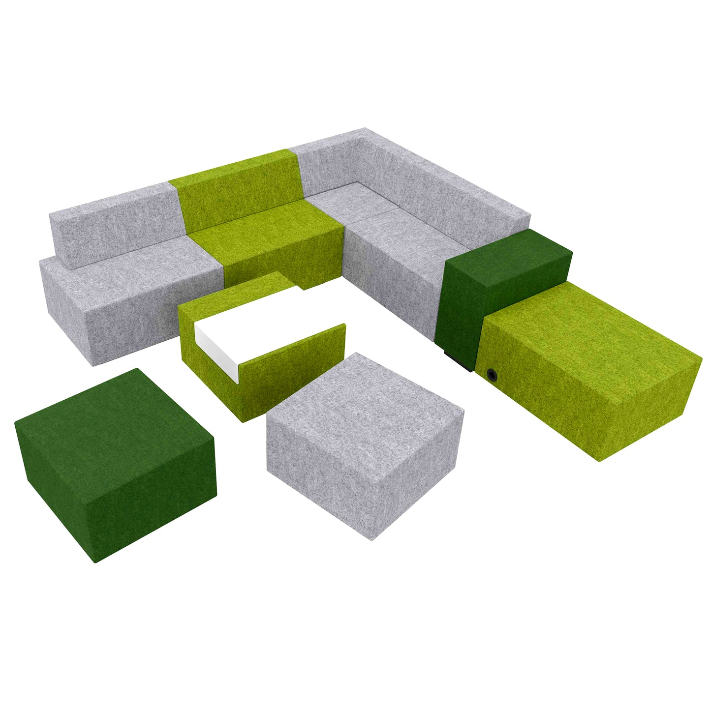 JAZZ Gruppo di posti | 2200 x 2500 mm, rivestimento in lana - verdi / grigio chiaro chiazzato