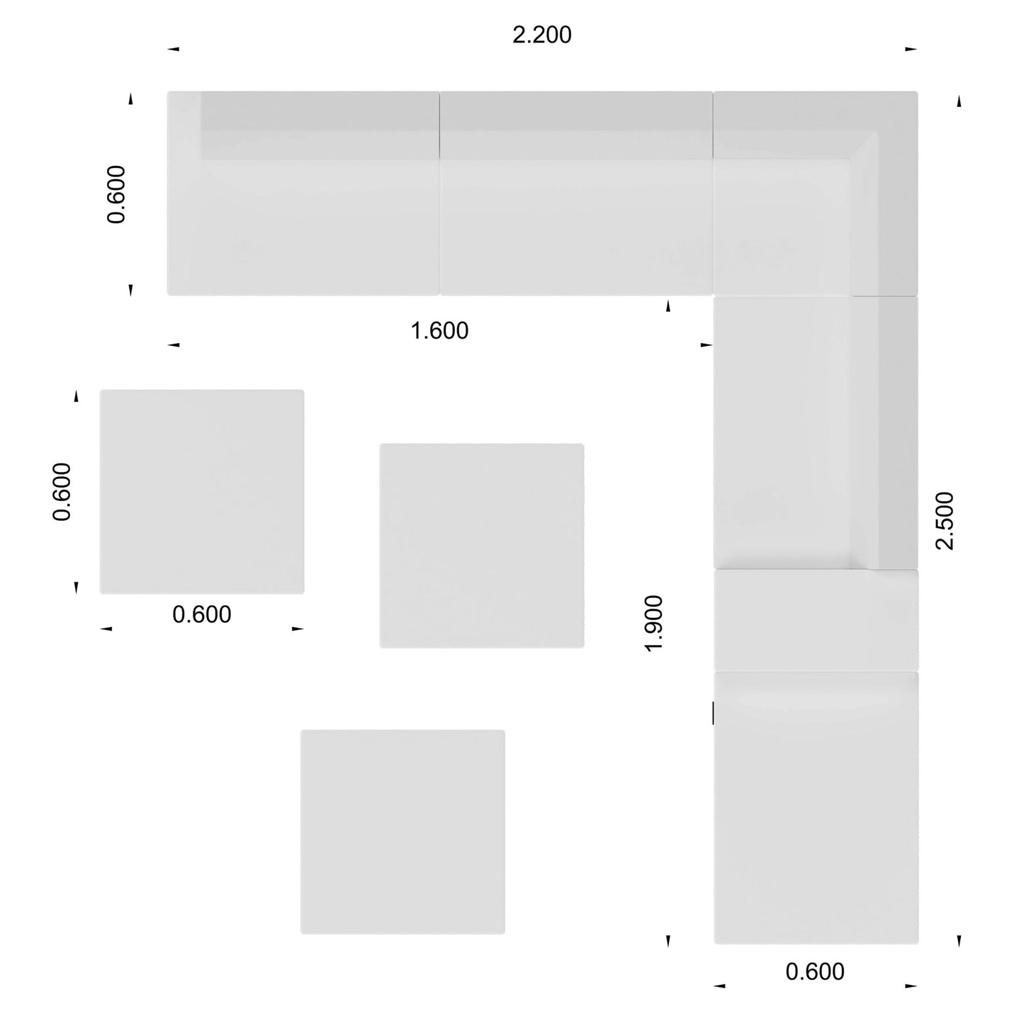 JAZZ Gruppo di posti | 2200 x 2500 mm, rivestimento in lana - verdi / grigio chiaro chiazzato