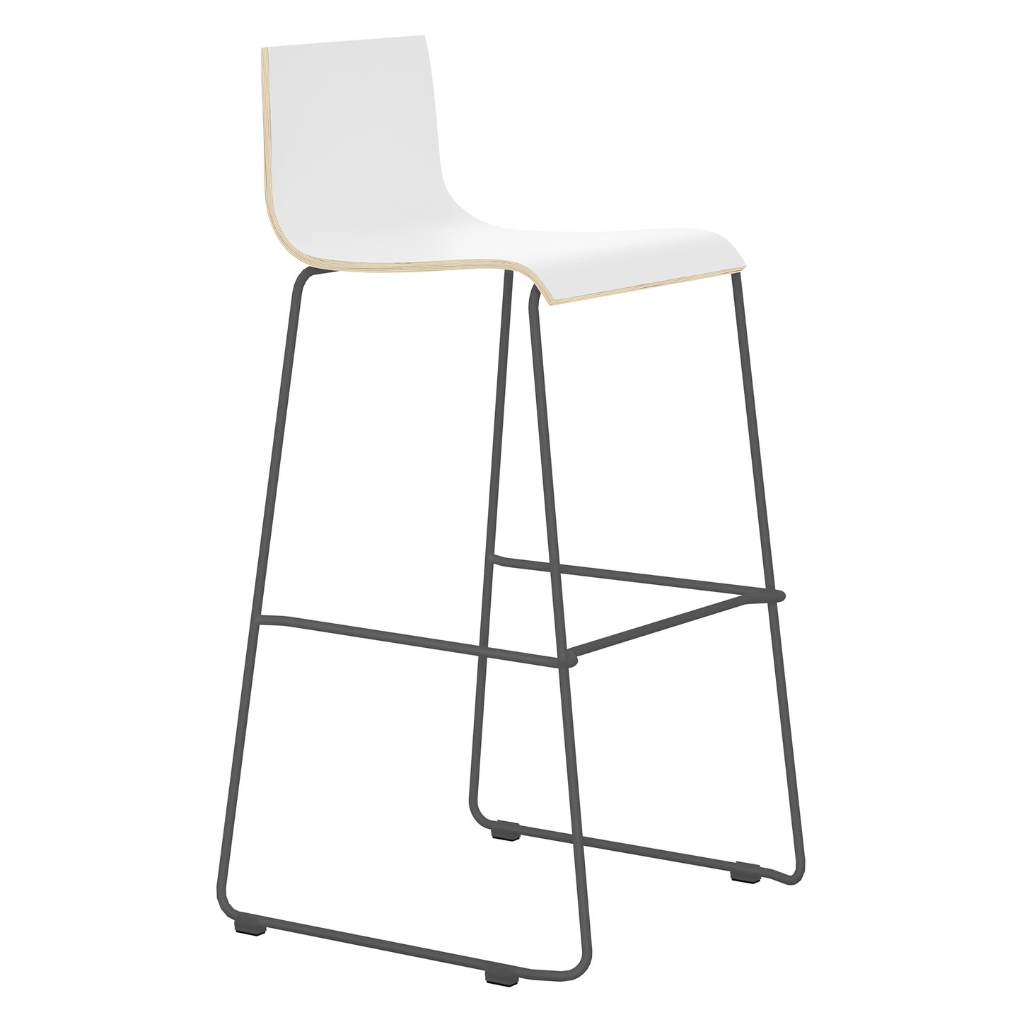 MOON WOOD bar stool | Sled frame | MDF seat shell | Metal frame | Stackable