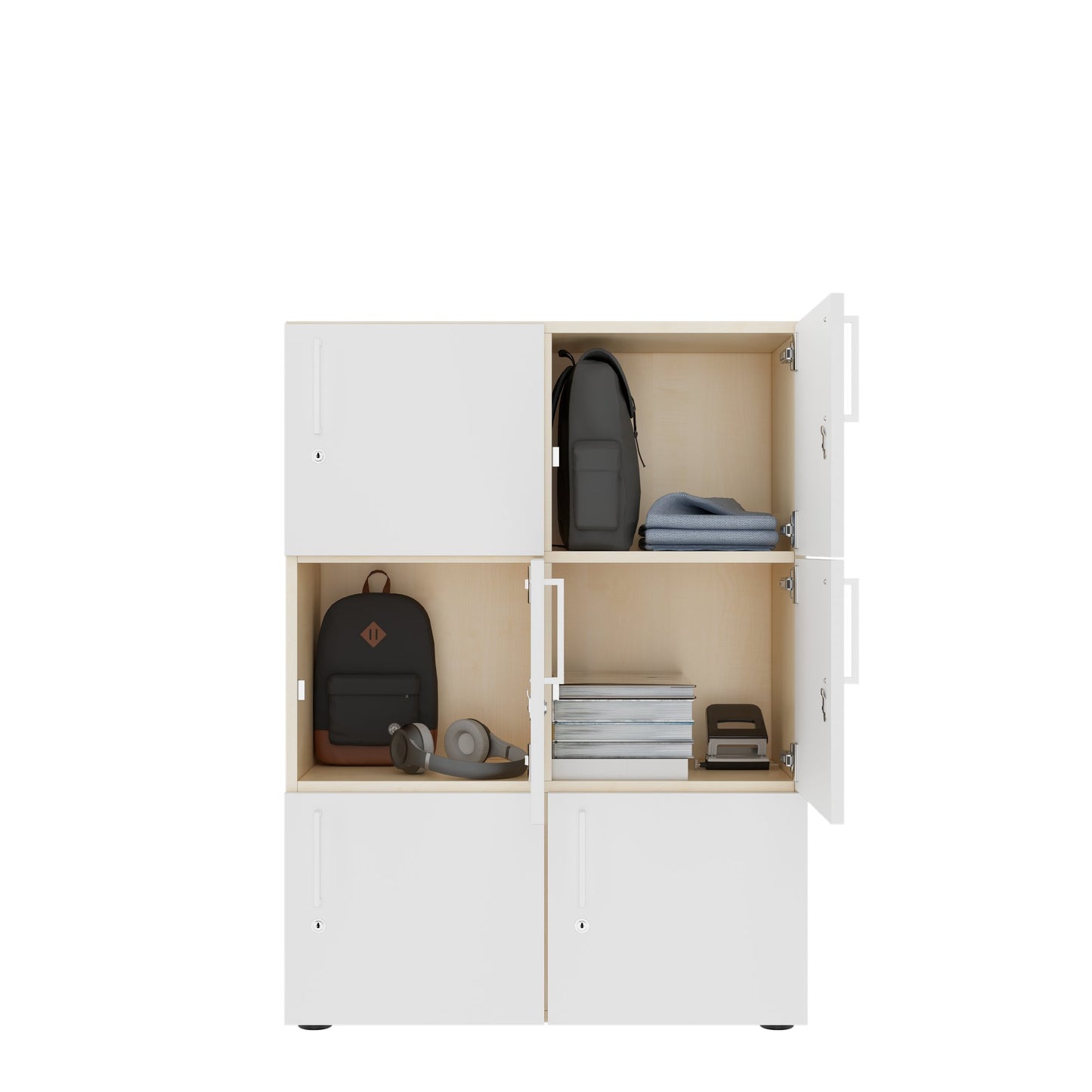 NOVA Spind | 800 x 1092 - 1444 mm (6 - 8 lockers), maple / white