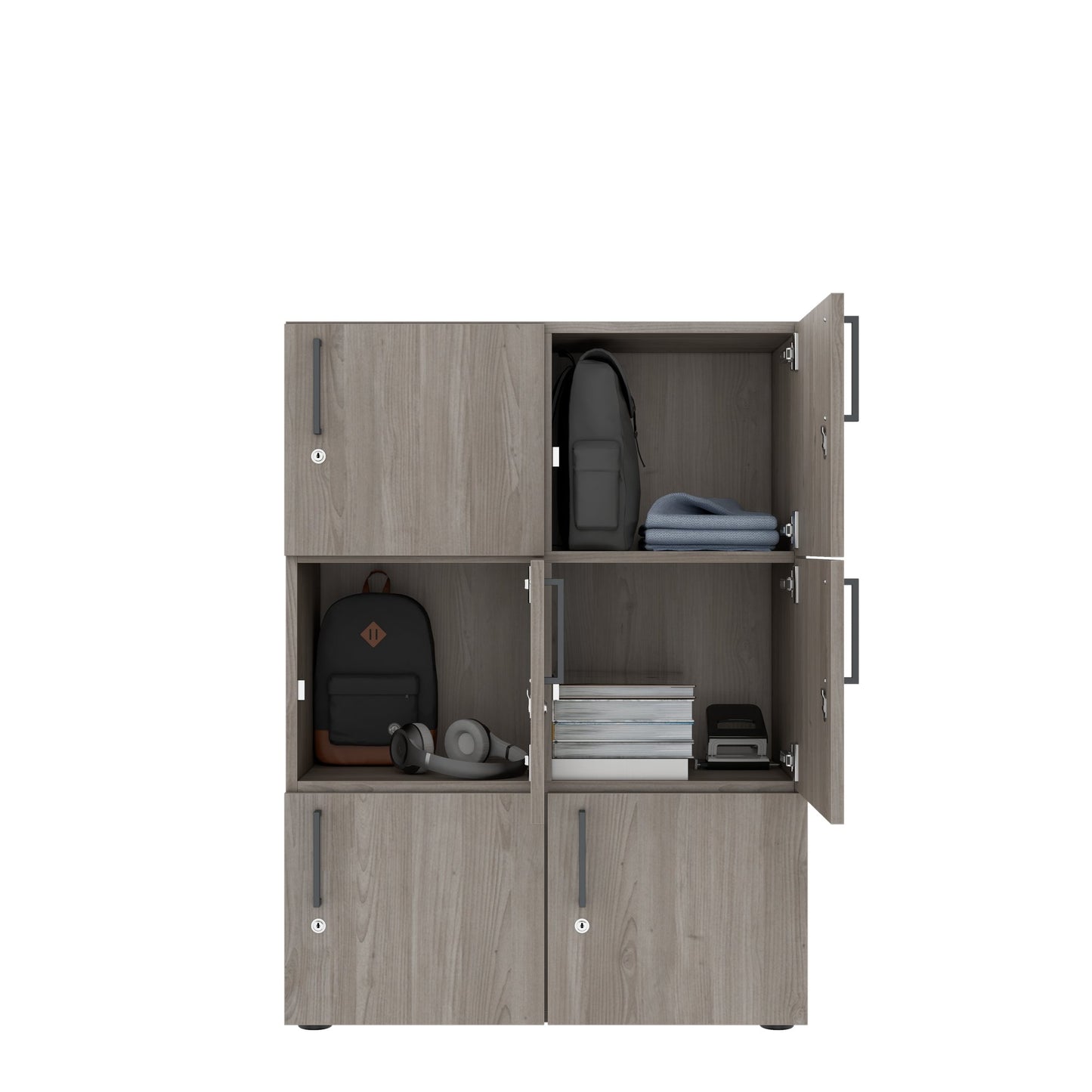 NOVA Lockers | 800 x 1092 - 1444 mm (6 - 8 lockers), gray northern oak