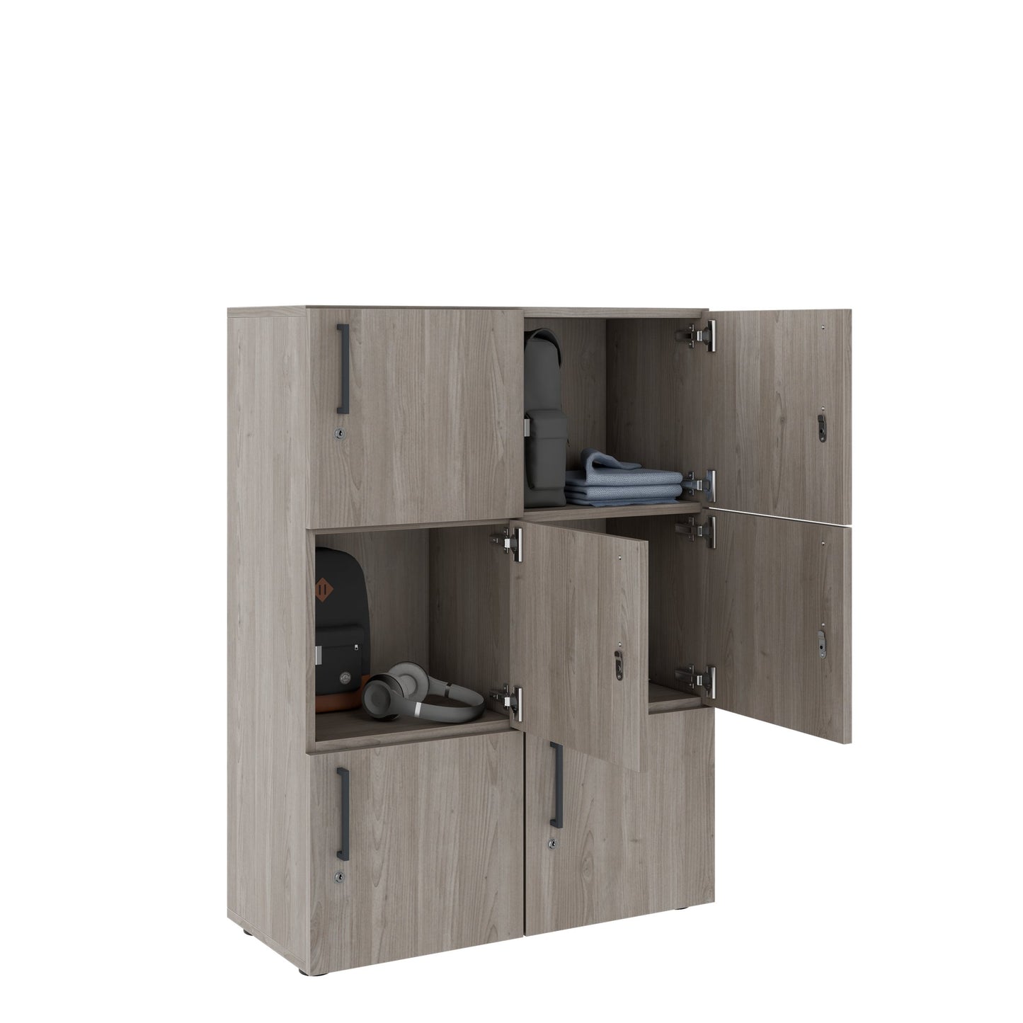 NOVA Lockers | 800 x 1092 - 1444 mm (6 - 8 lockers), gray northern oak