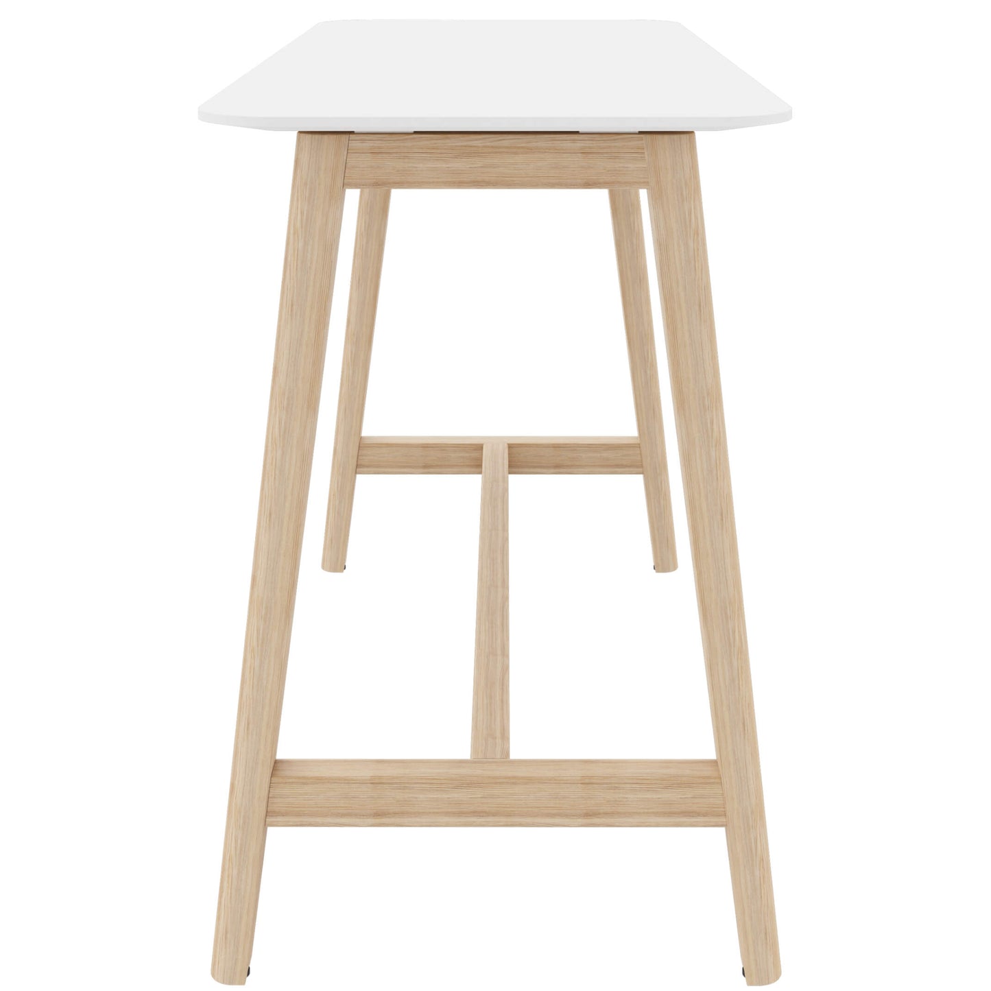 NOVA WOOD Table haute | Cadre en bois massif, 1600 x 700 mm, HPL blanc