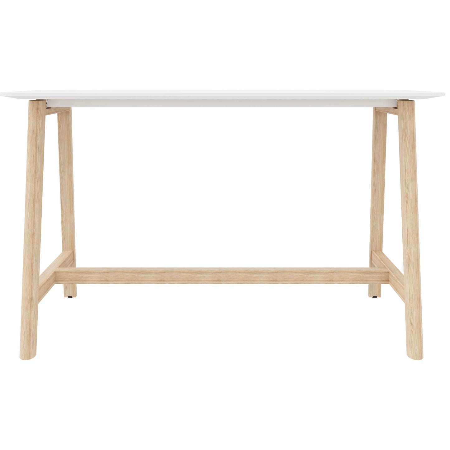 NOVA WOOD Hochtisch | Massivholz-Gestell, 1800 x 700 mm, HPL Weiß