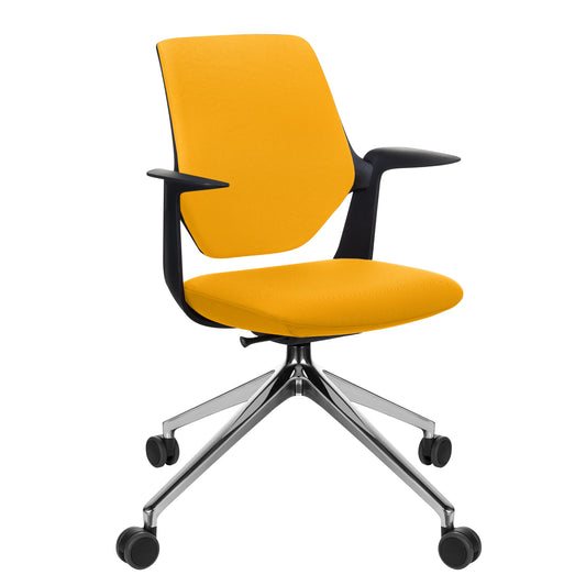 profim - TRILLO PRO swivel chair | Polished aluminum frame, upholstered backrest, synchronous mechanism, black