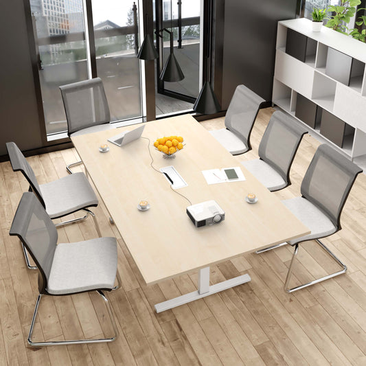 T-EASY Tabella della conferenza | 2000 x 1200 mm (8-10 persone), elettrificato, acero