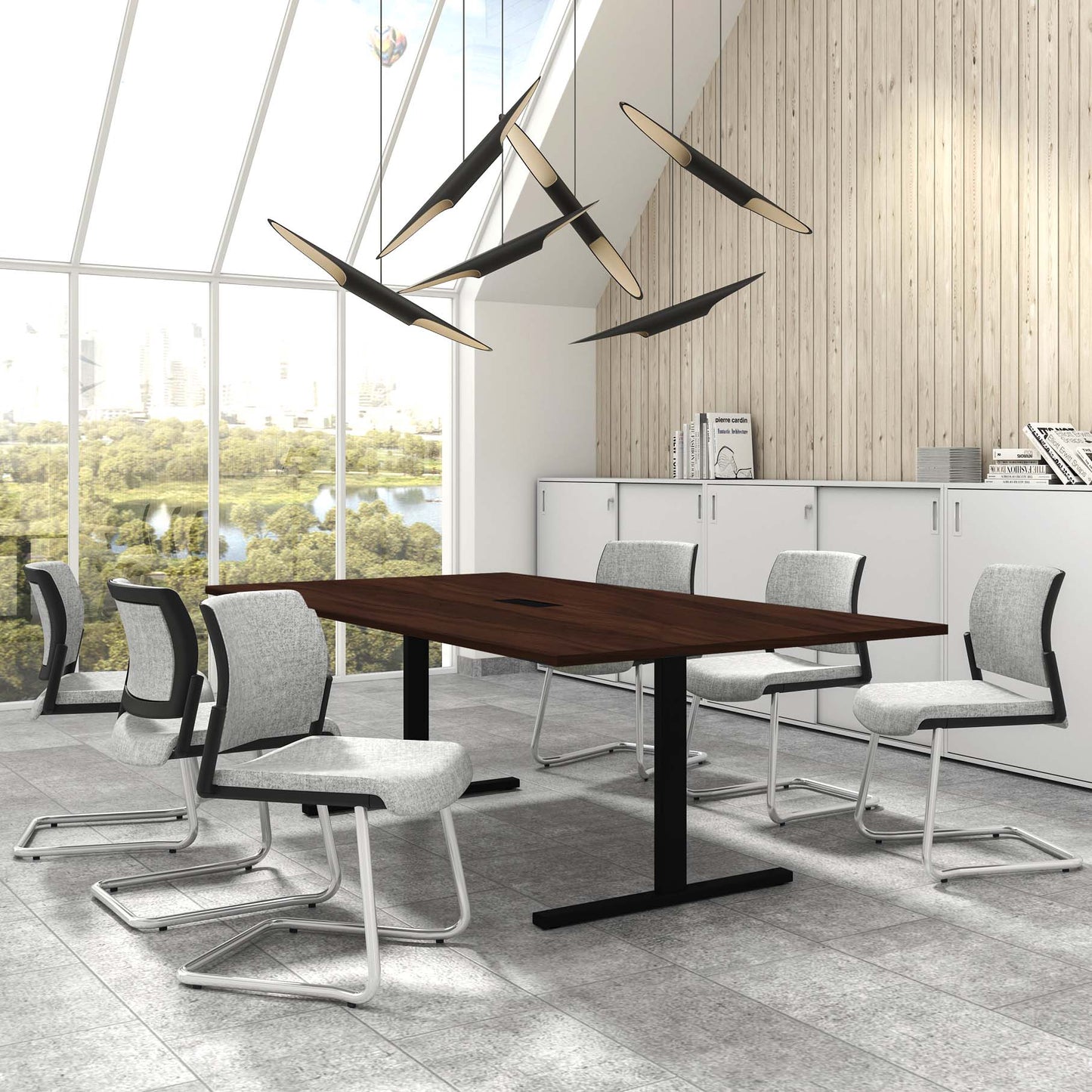 T-EASY Konferenztisch | 2000 x 1200 mm (8 - 10 Personen), elektrifiziert, Nussbaum