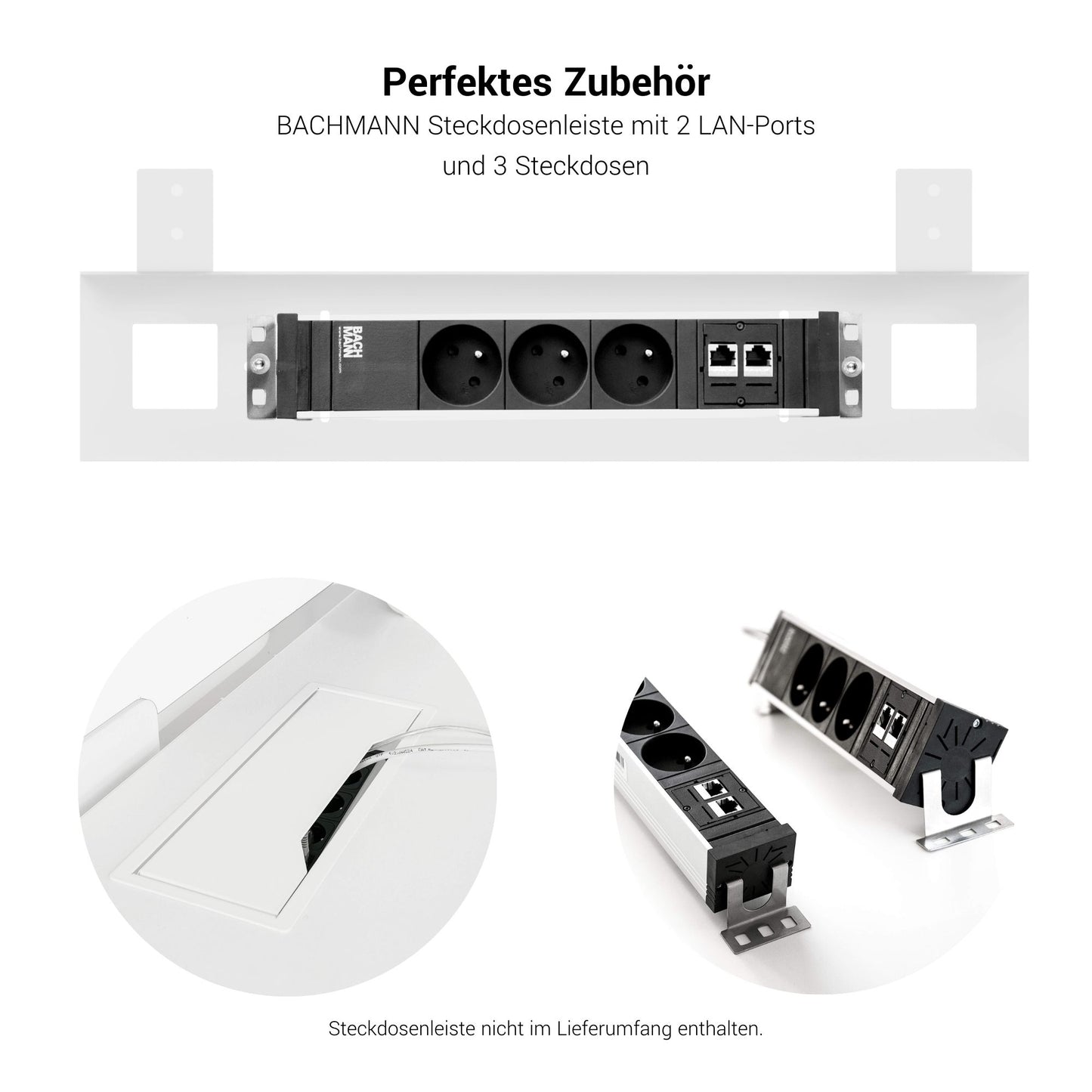 T-EASY Konferenztisch | 2000 x 1200 mm (8 - 10 Personen), elektrifiziert, Weiß