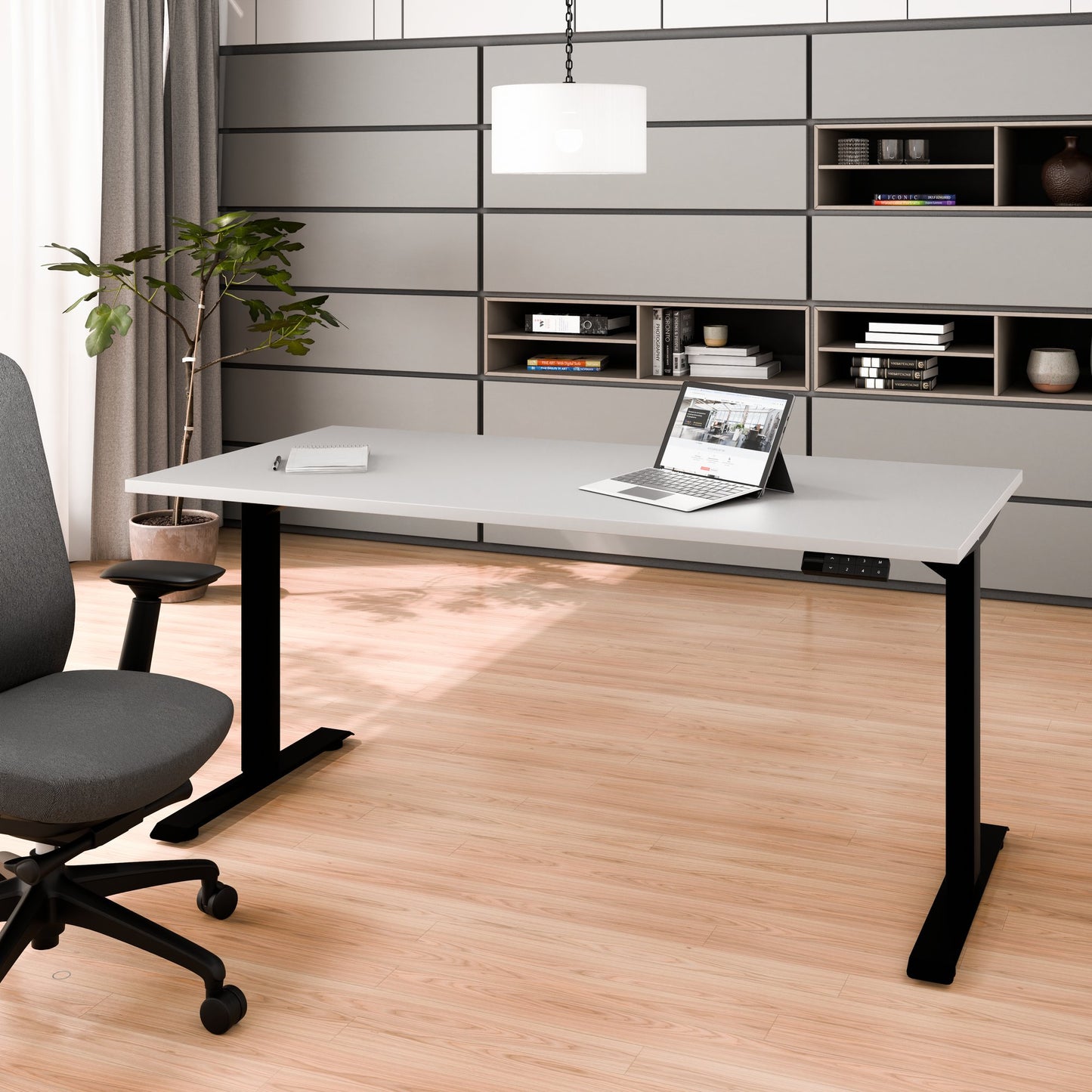 TELDRA Home, Desk a 2 motori | 1200 - 1400 mm, regolabile in altezza elettricamente, grigio perla