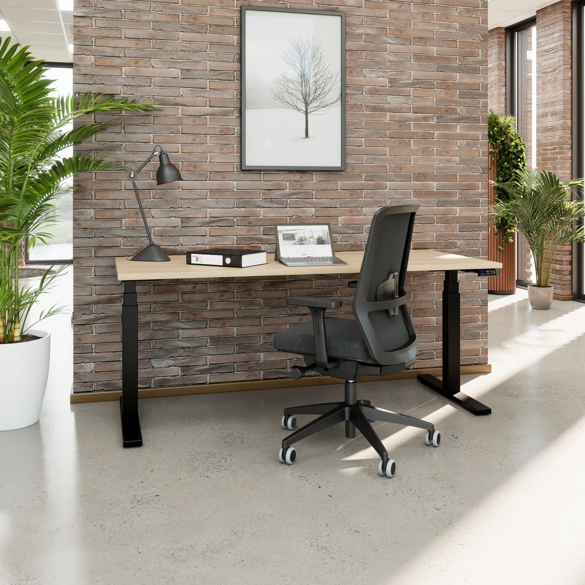 TELDRA Office, 2-Motoren-Schreibtisch | 1200 - 2000 mm, elektrisch höhenverstellbar, Bernsteineiche