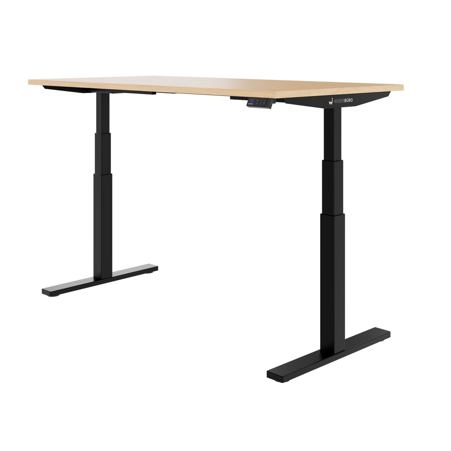 TELDRA Office, Bureau à 2 moteurs | 1600 - 1800 x 800 mm, réglable à hauteur électrique, en chêne en placage en bois réel