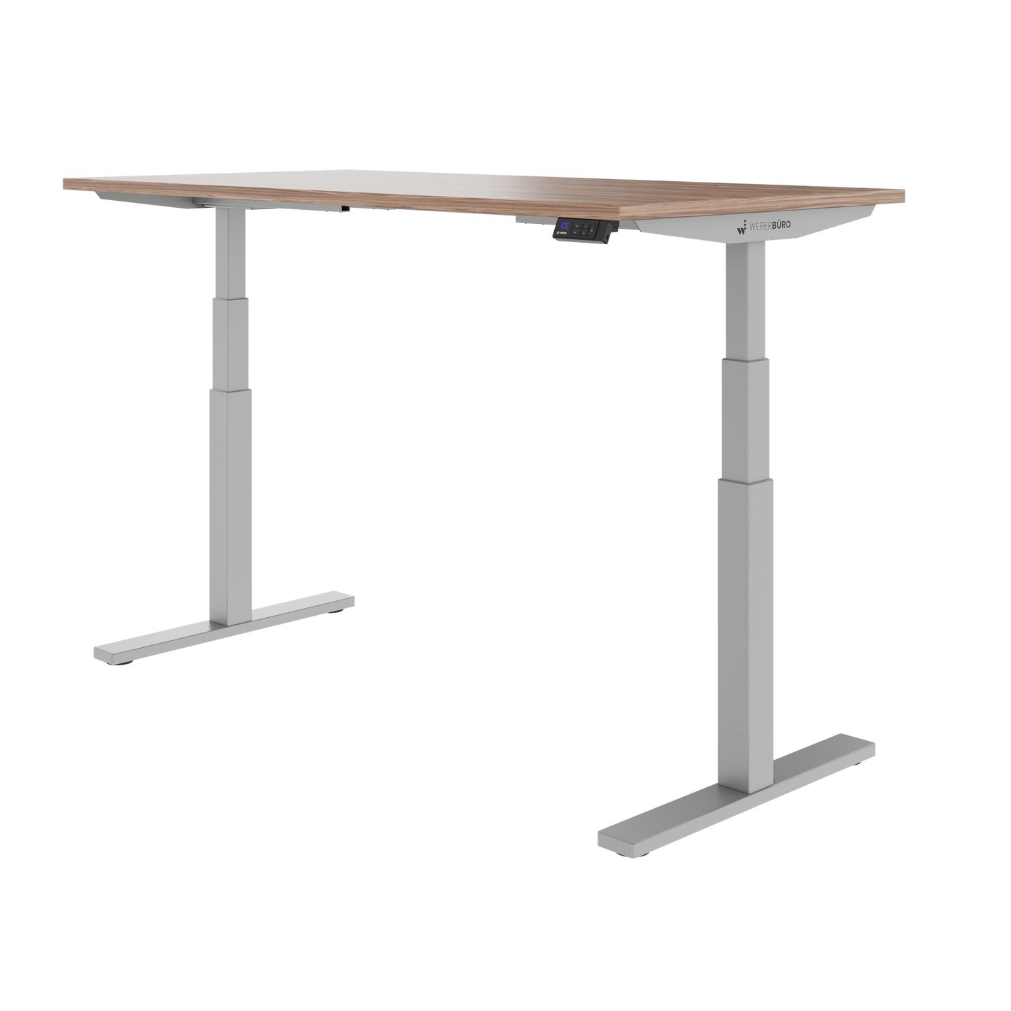 TELDRA Office, 2-Motoren-Schreibtisch | 1600 - 1800 x 800 mm, elektrisch höhenverstellbar, Echtholz-Furnier Nussbaum