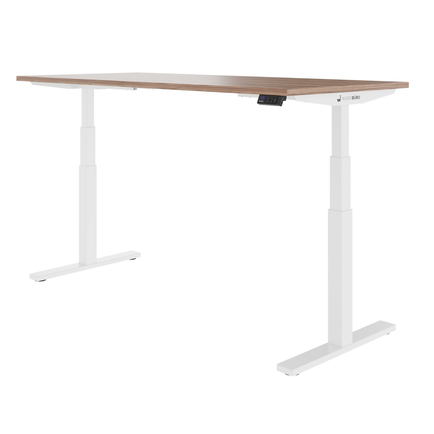 TELDRA Office, Bureau à 2 moteurs | 1600 - 1800 x 800 mm, réglable à la hauteur électrique, en noyer en placage en bois réel