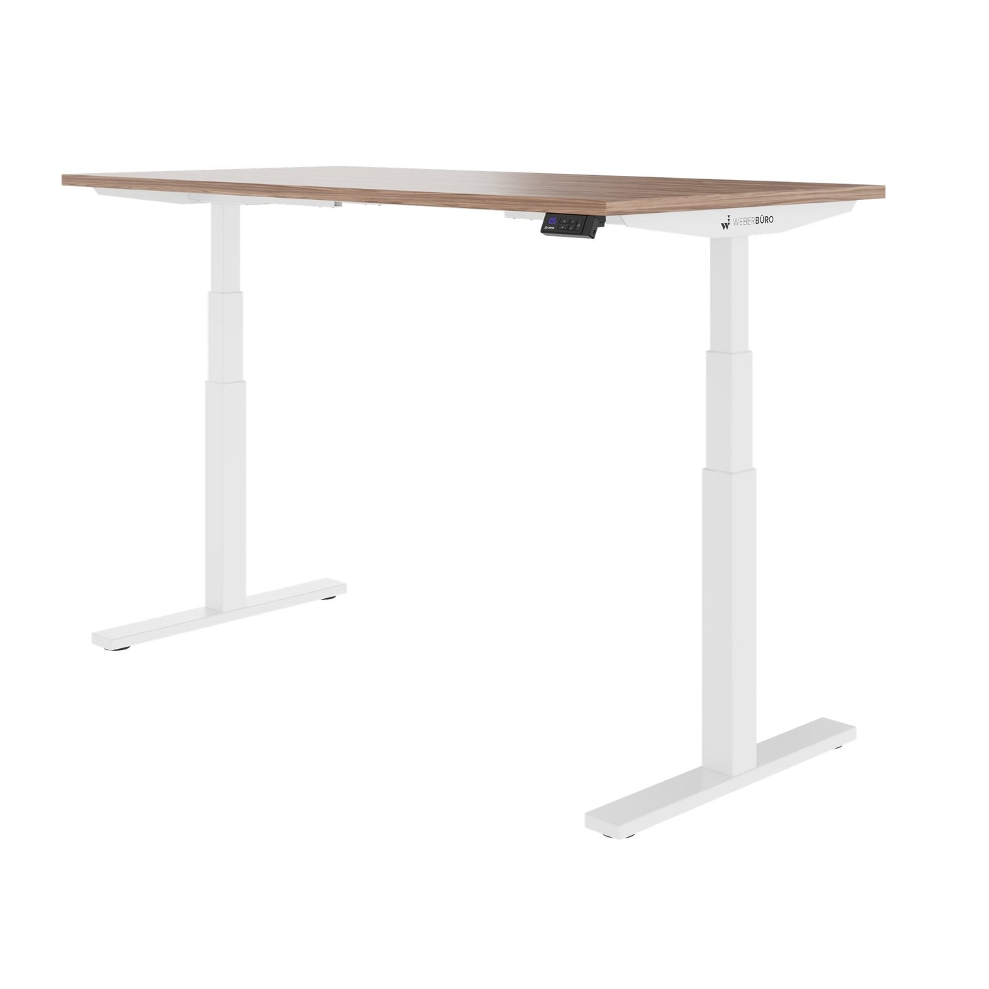 TELDRA Office, 2-Motoren-Schreibtisch | 1600 - 1800 x 800 mm, elektrisch höhenverstellbar, Echtholz-Furnier Nussbaum